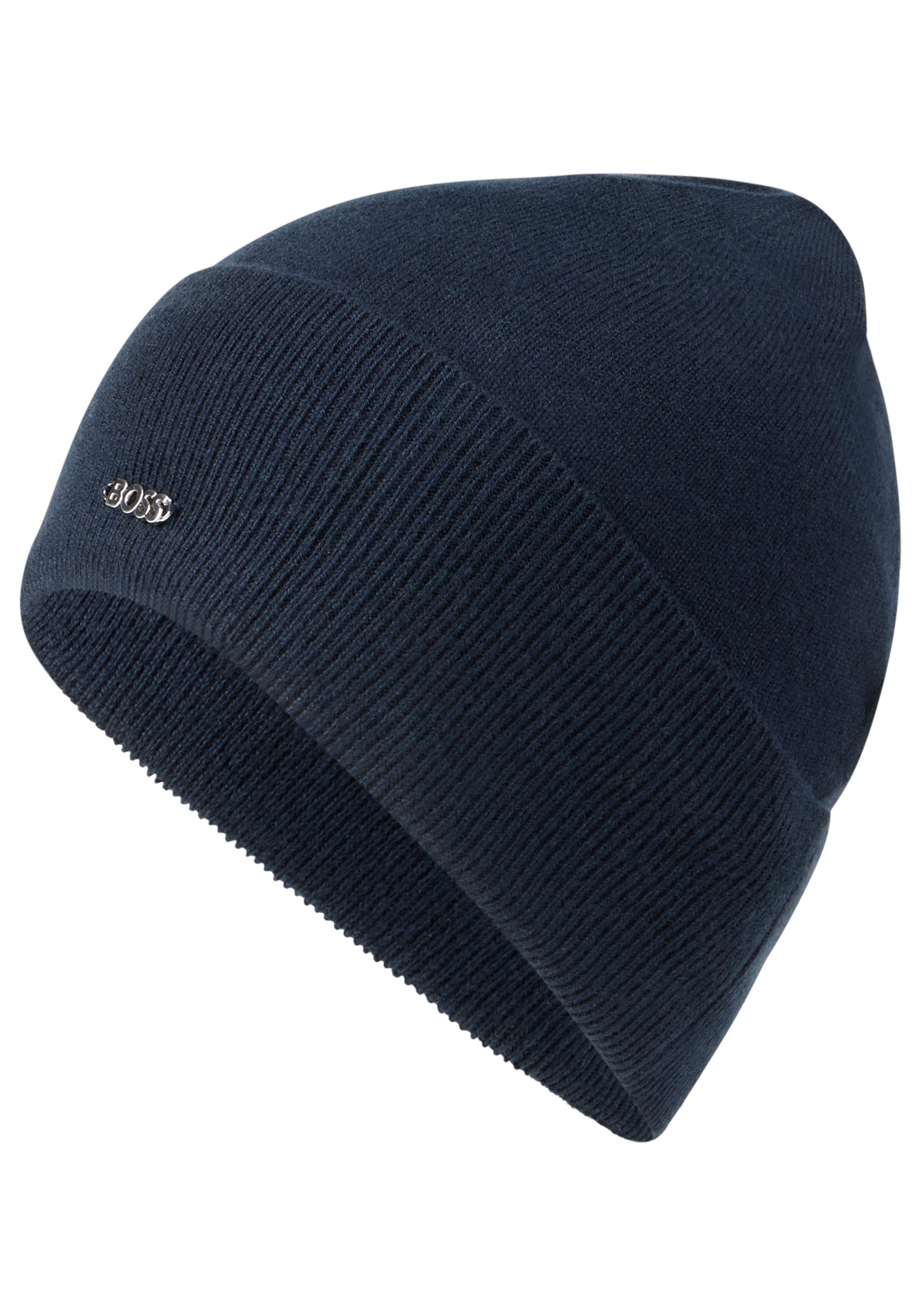 BOSS Beanie Lari_hat mit Aufschlag in Rippoptik