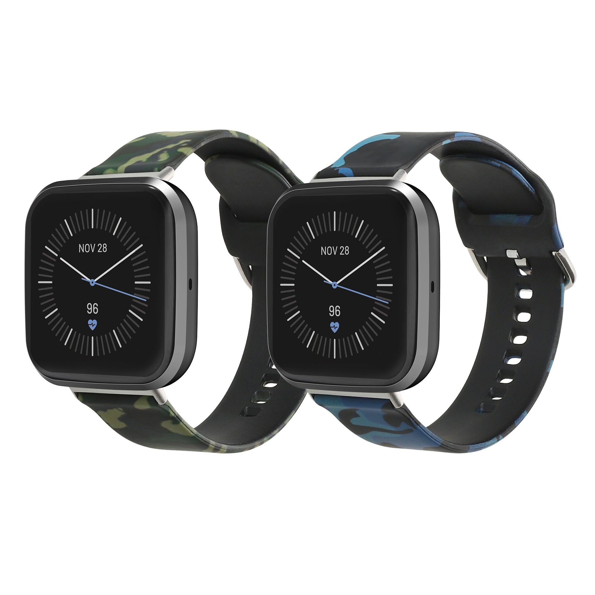 kwmobile Uhrenarmband Armband für Fitbit Sense, Versa aus und 2 / 4 Sense / Silikon 2x TPU Fitnesstracker Sportarmband / Versa 3