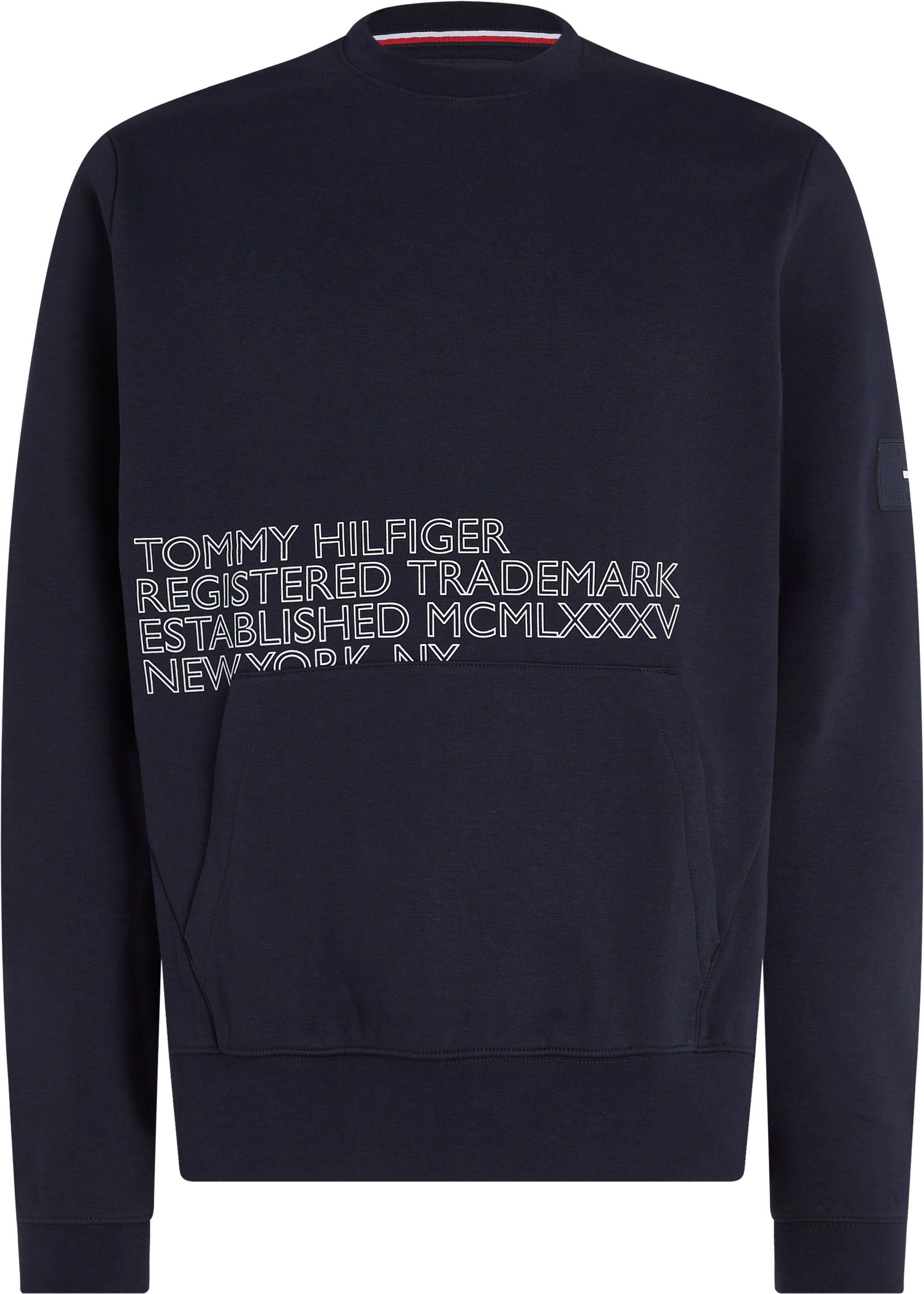 Desert Hilfiger Sweatshirt Tommy mit GRAPHIC Sky CREWNECK BADGED Rippbündchen