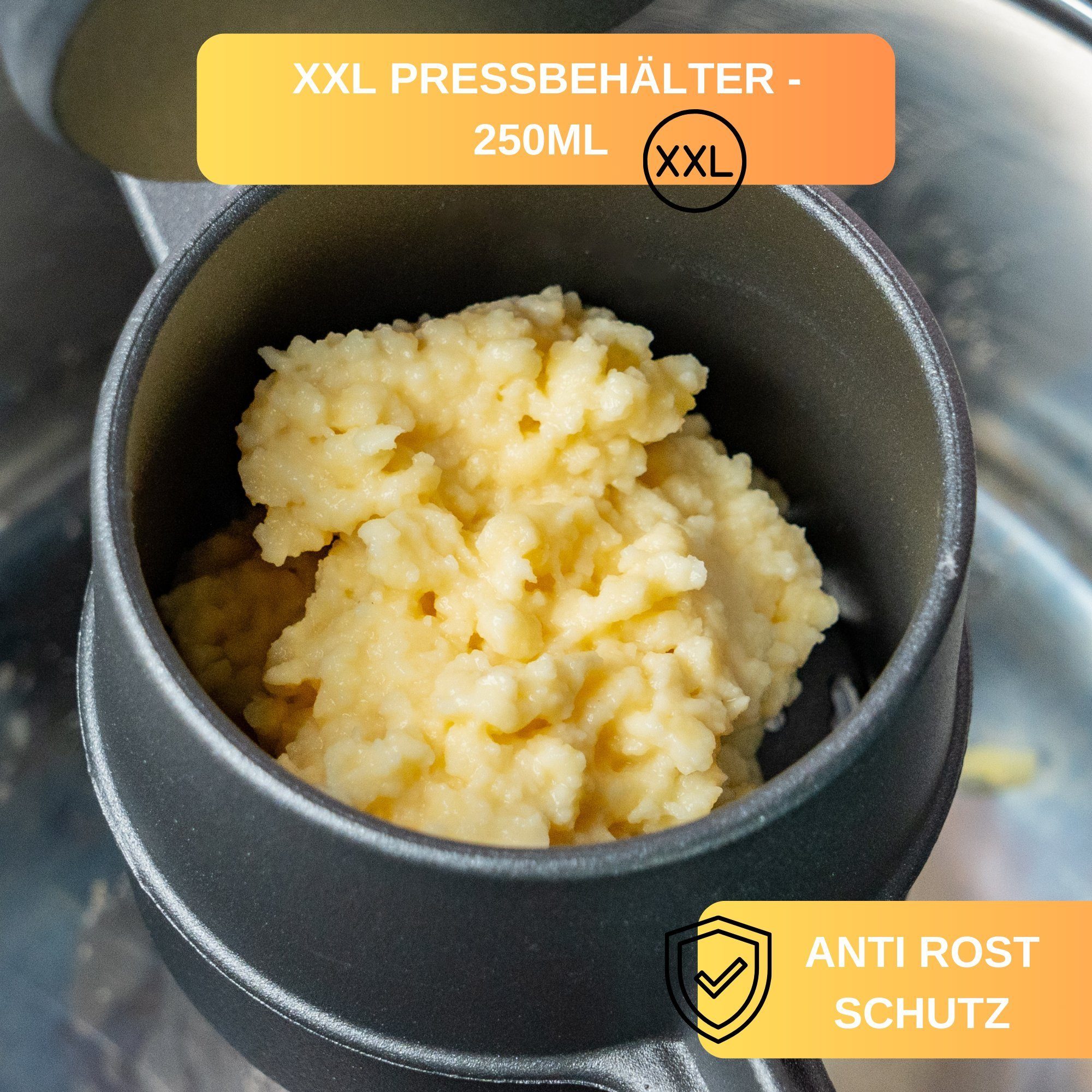Thiru Spätzlepresse Kartoffelpresse mit Auflagerasten - Spätzle, Kartoffeln, Saft, Fädle, Made in Germany – Bild 2 von 5