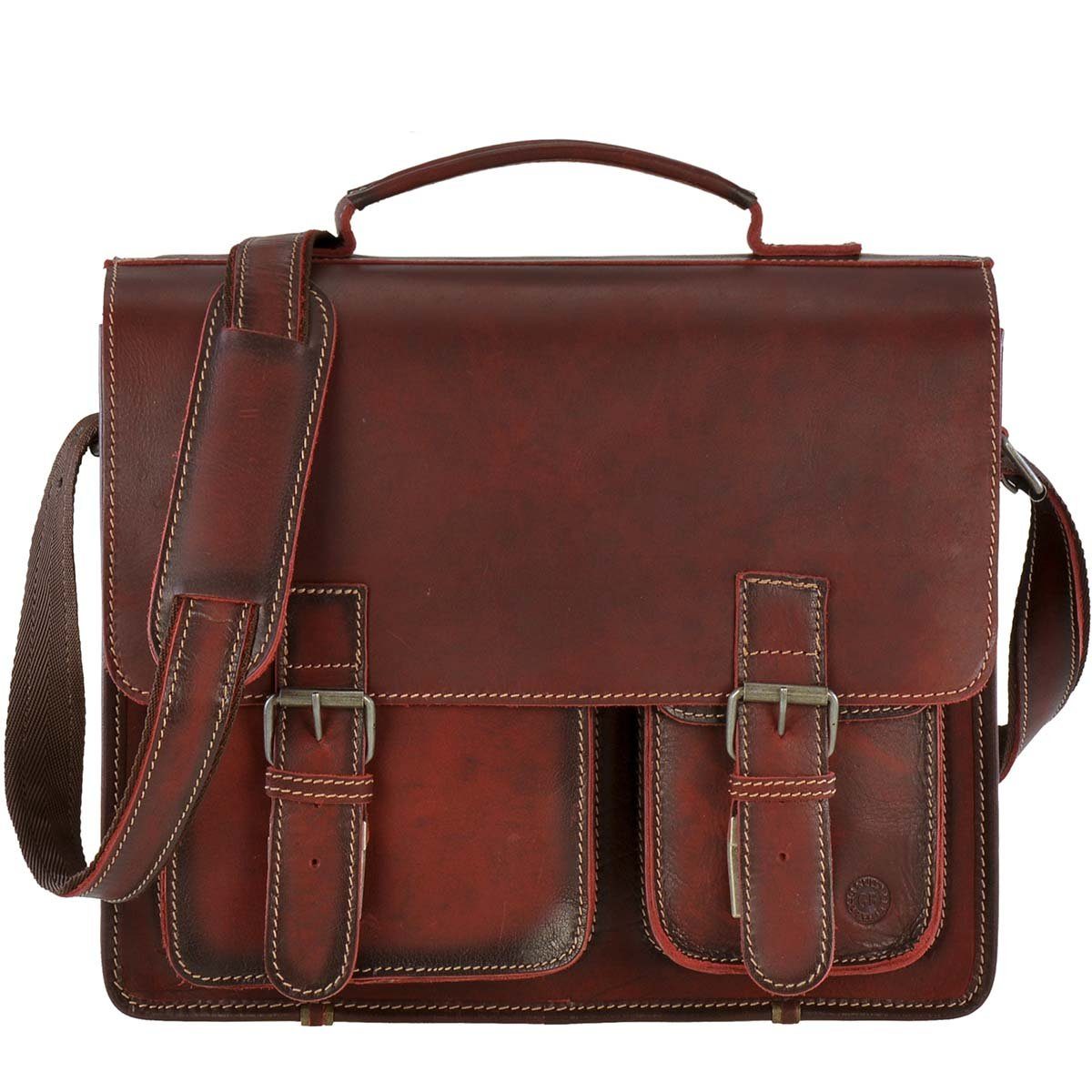 Greenburry Aktentasche Buffalo, Businesstasche, Schultasche, für Herren und Damen, rustikal