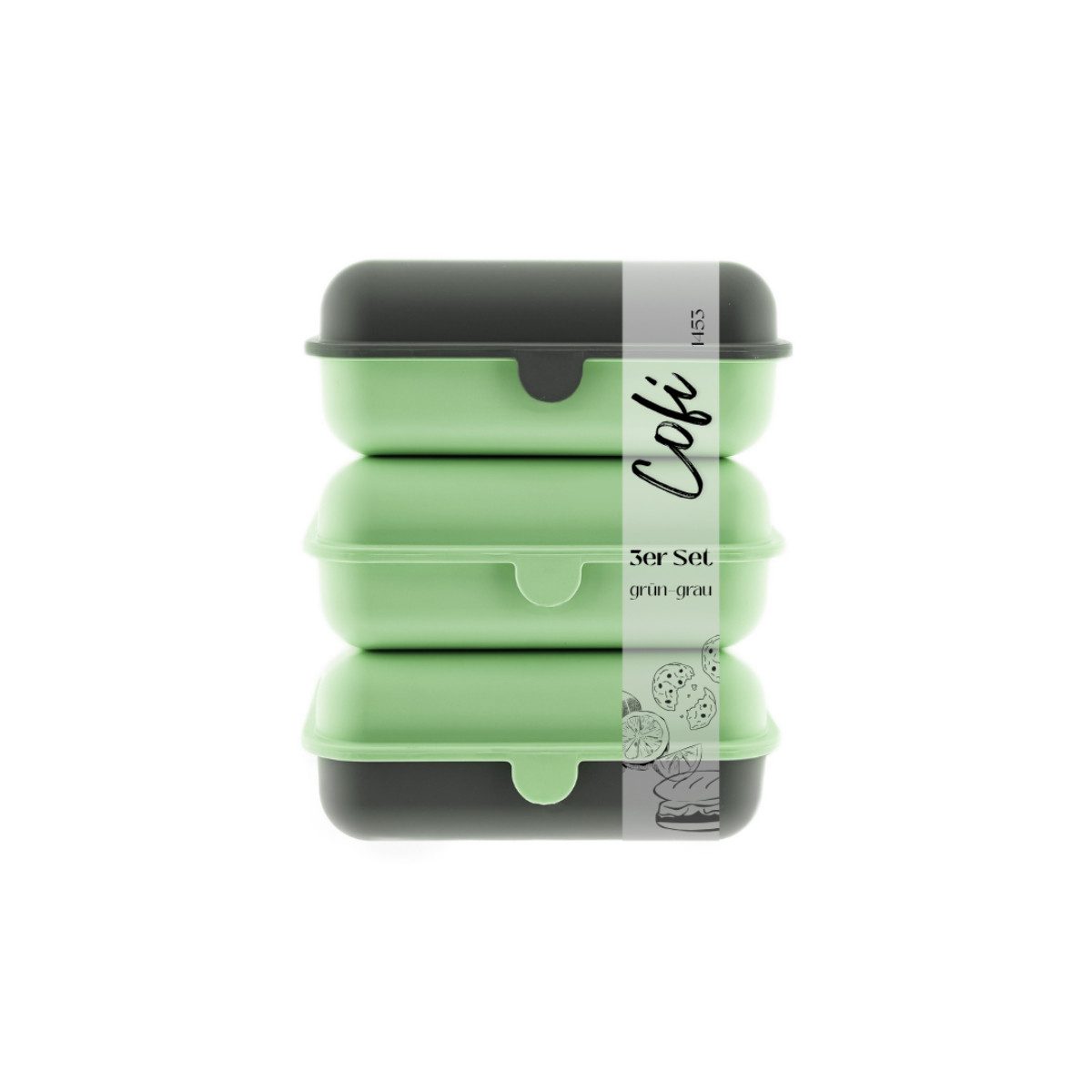 COFI 1453 Lunchbox Brotdosen 3er-Set Frühstücksbox spülmaschinenfest, stapelbar, 1000 ml, Kunststoff, (3-tlg., 3er Set), Made in Germany
