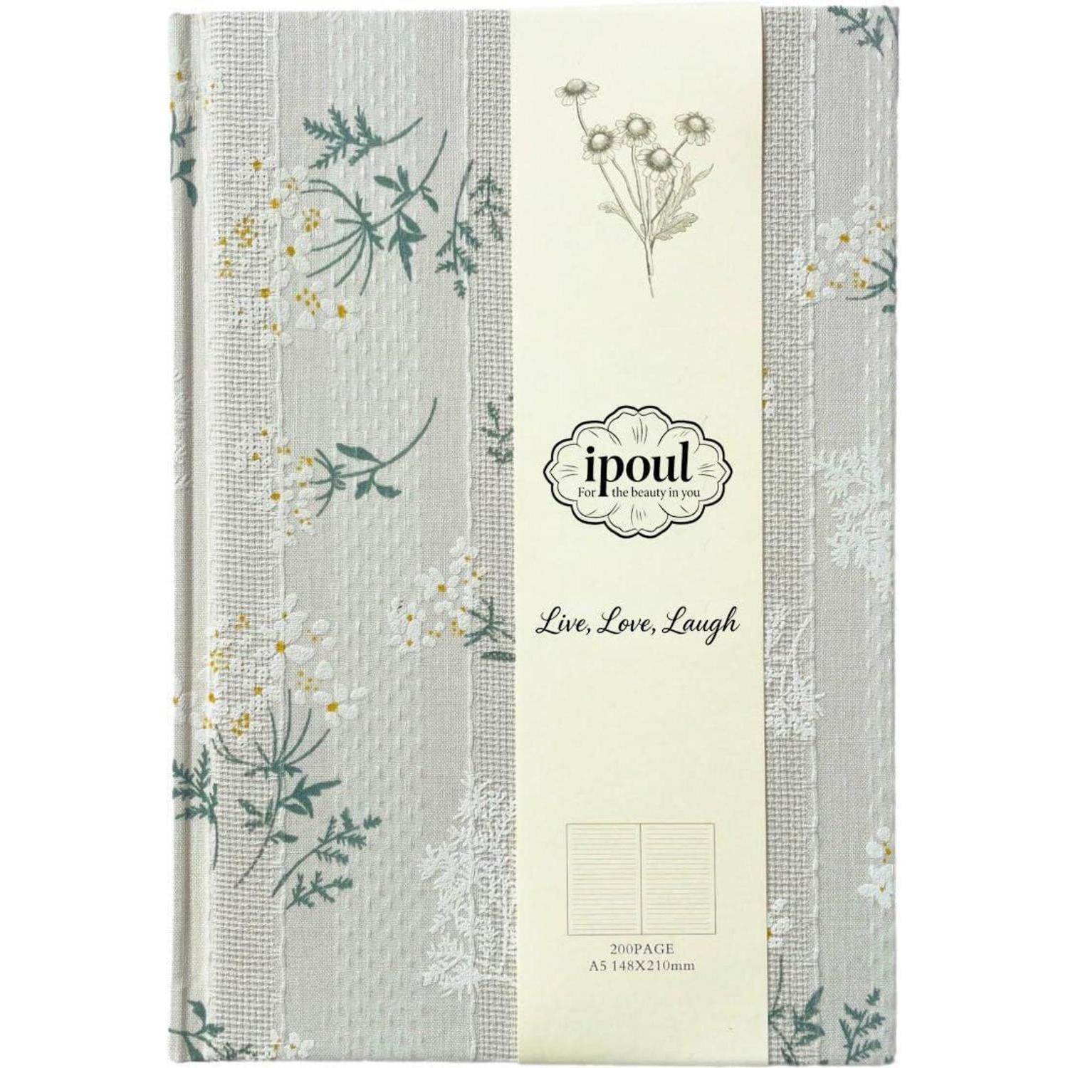 LuxusKollektion Notizbuch Floral Journal A5 Hardcover Beige