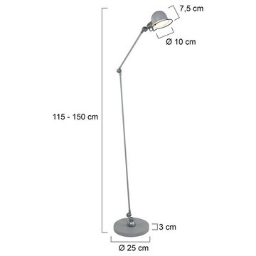 click-licht Stehlampe Stehleuchte Davin in Grau und Aluminium E14, Schwenkbar: Ja, Leuchtmittel enthalten: Nein, warmweiss, Stehlampe, Standlampe