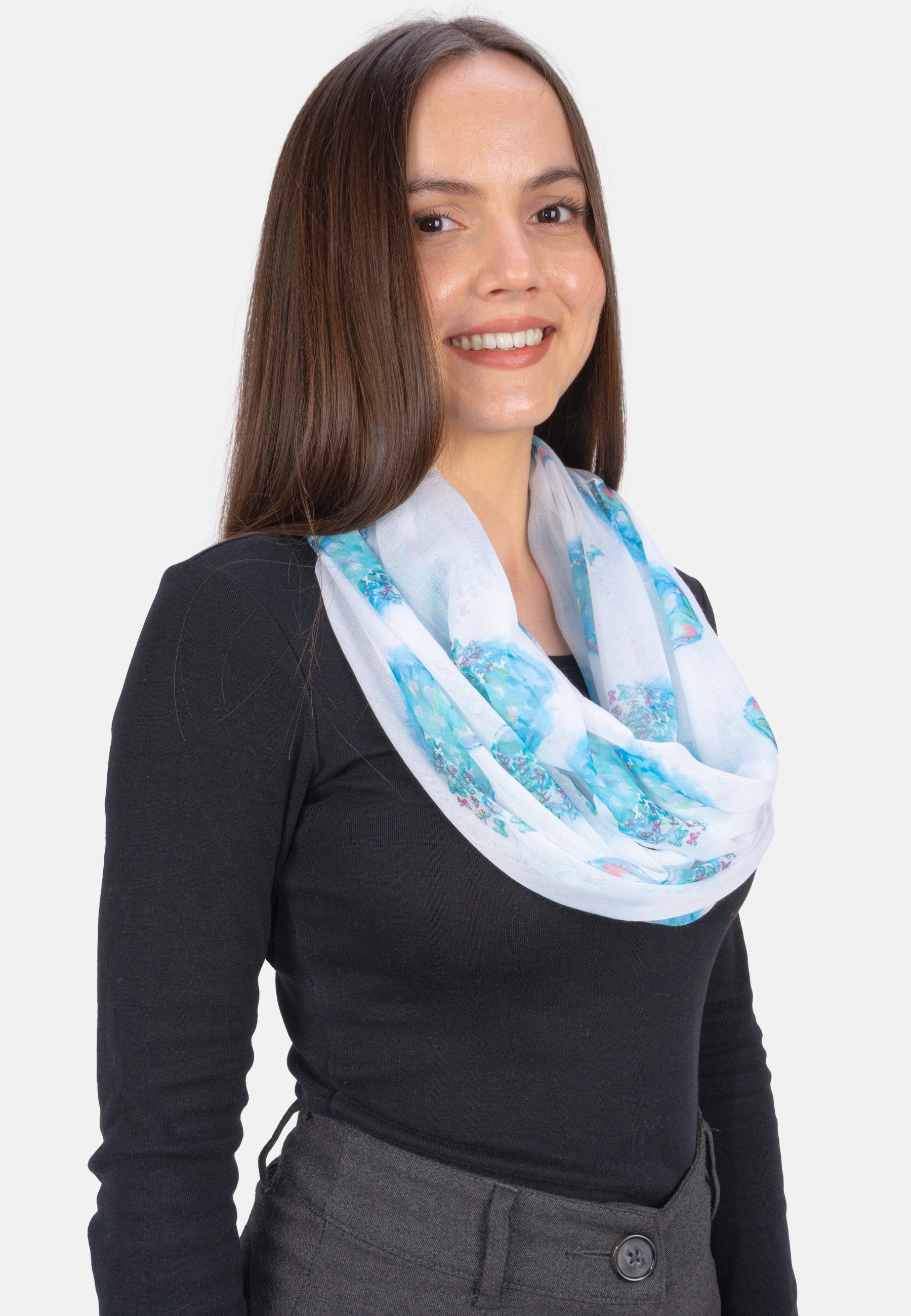 Seasons of April Loop Loop Amira, Dünn, Leicht & Weich: Damen Loop mit Herz- & Schmetterlingsmotiv