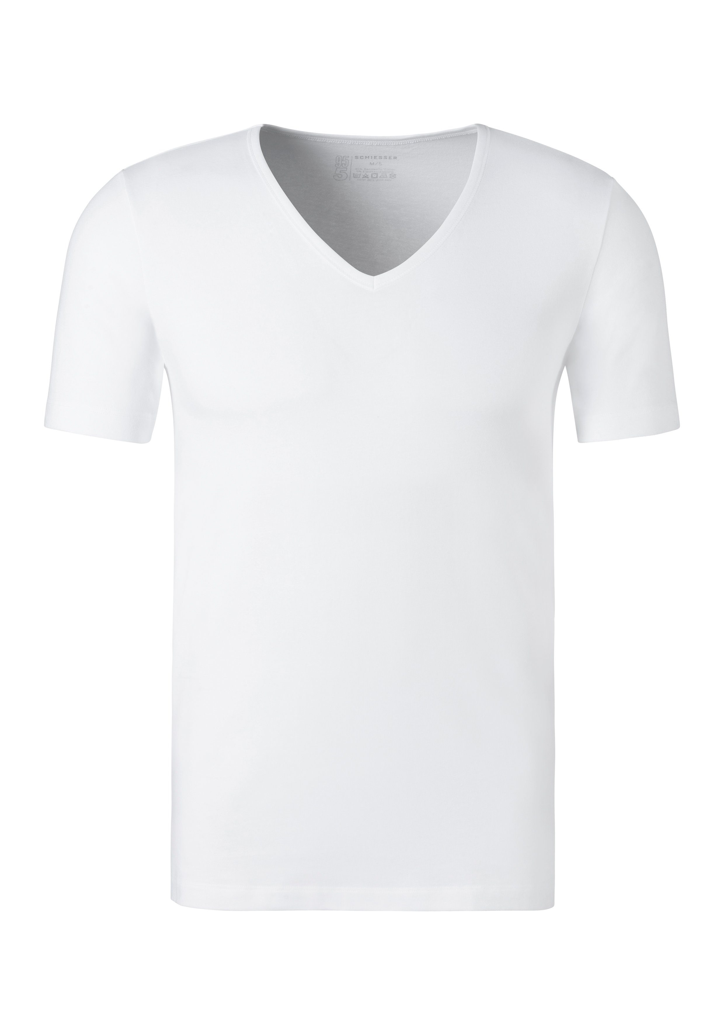 (2er-Pack) V-Shirt weiß V-Ausschnitt Schiesser mit