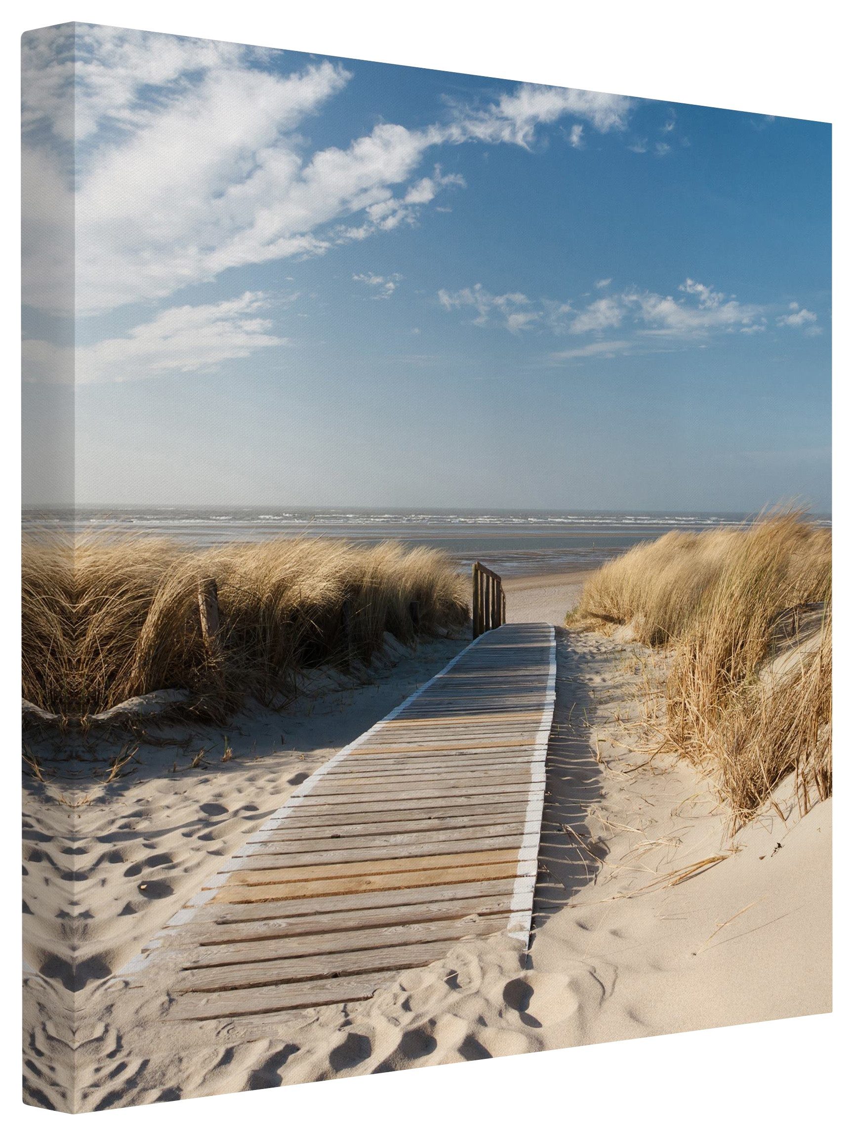 Bilderdepot24 Leinwandbild Strand Natur Modern Ostsee creme beige Bild auf Leinwand Groß XXL, Wohnzimmer Schlafzimmer Küche Flur Wandbild Kunstdruck Wanddeko Druck