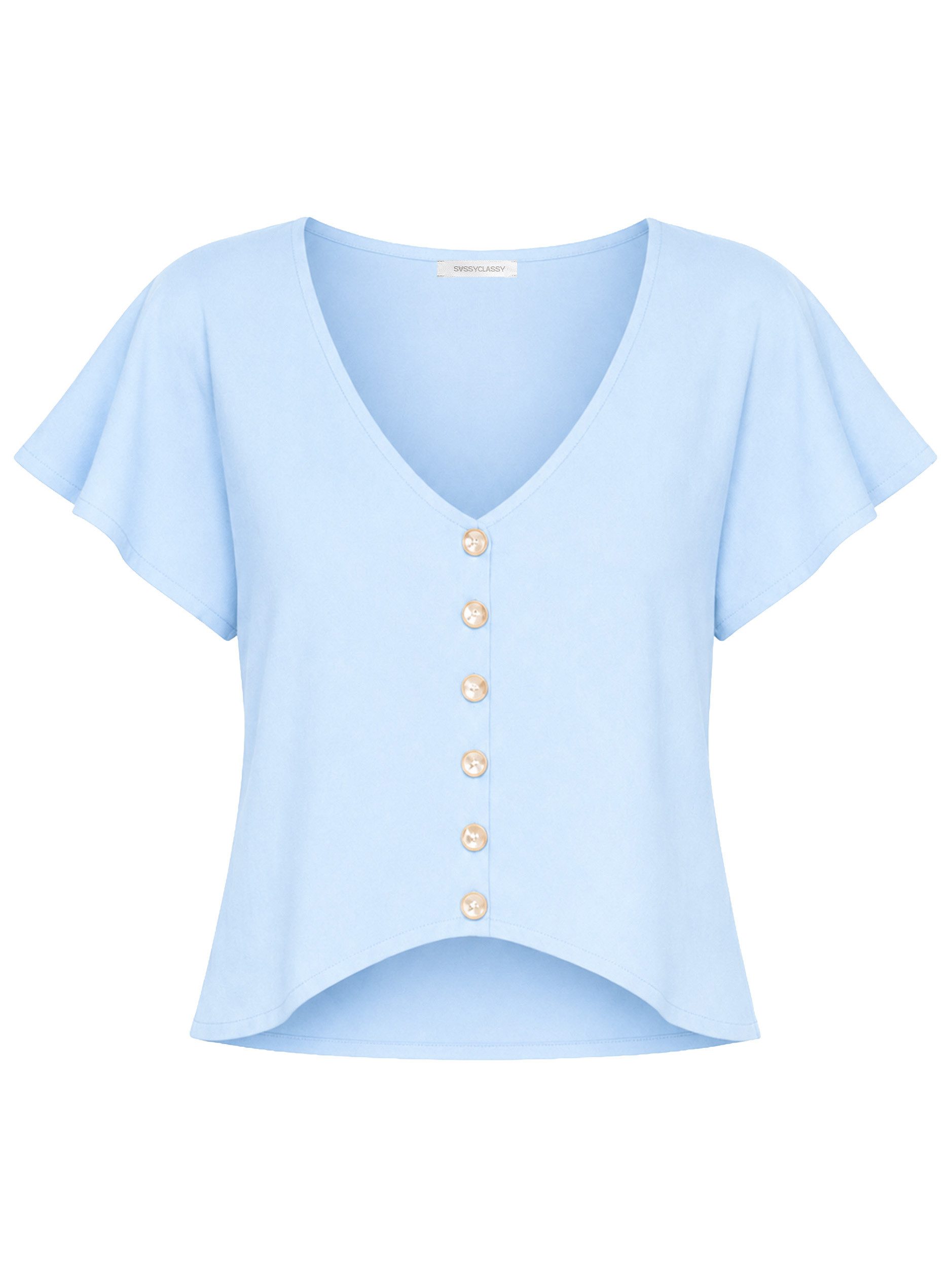 SASSYCLASSY Trägertop Crop Shirt mit Flügelärmel für Damen