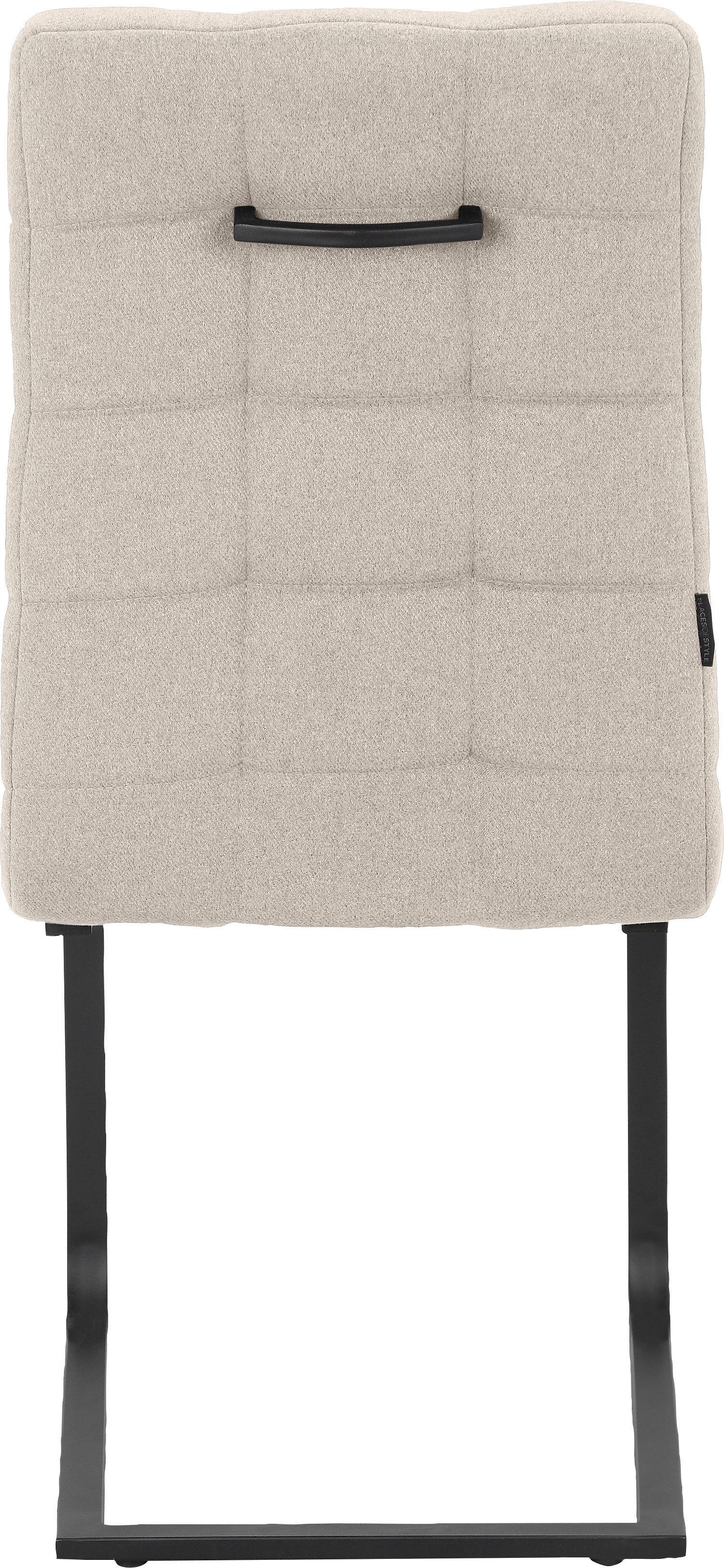 49 Places gepolstert, beige cm of und St), Sitz recyceltes Style Polyester, (2 Sitzhöhe Rücken Stoff Nanaimo Esszimmerstuhl beige |