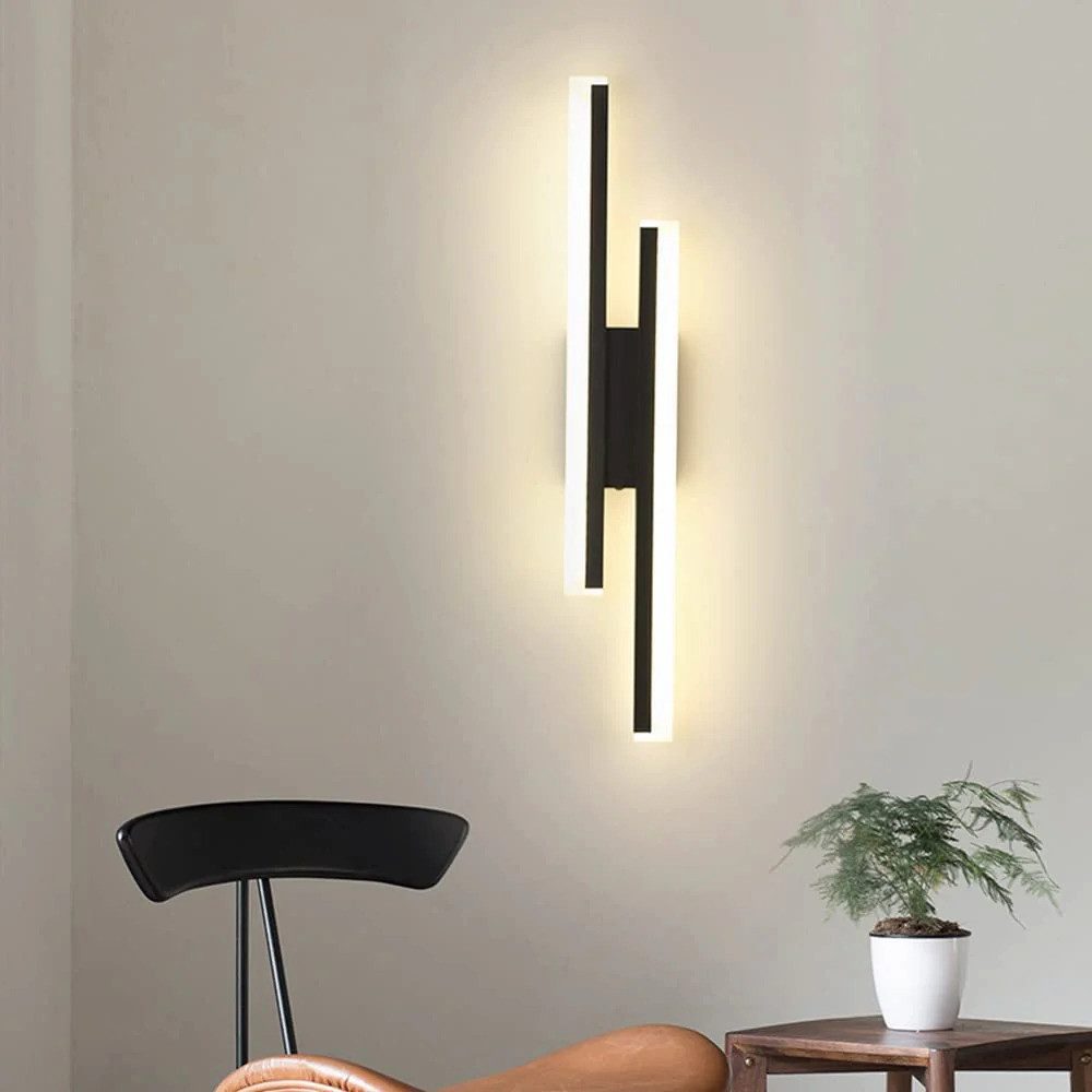 Riserva LED Wandleuchte LED Wandleuchte Innen Schwarz 16W Warmweiß Flur Lampe, LED wechselbar, Einfache Installation, integrierte LED, augenschonendes Design