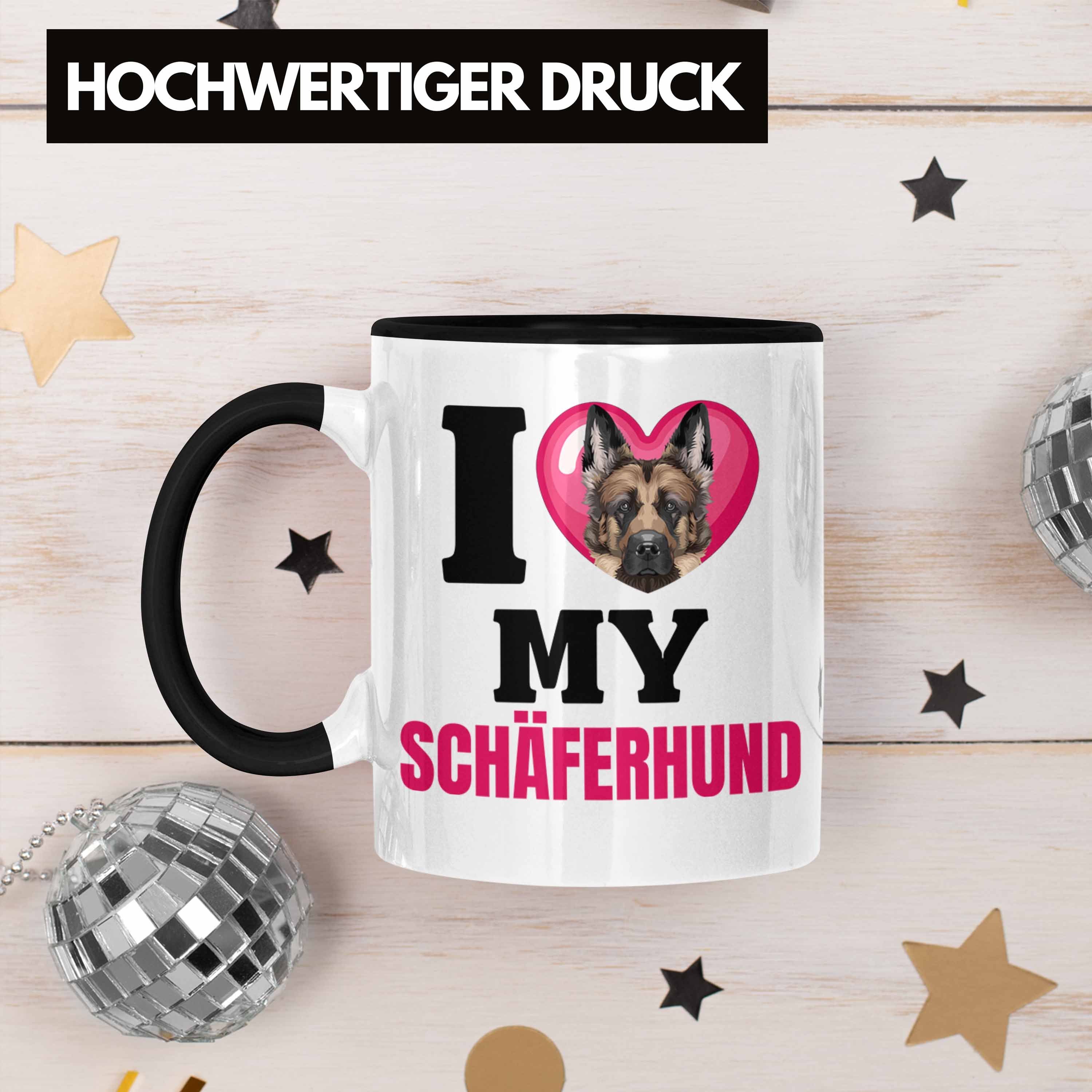 Trendation Schwarz Tasse Lustiger I Spruch Schäferhund Geschenk Tasse Geschenkidee L Besitzerin