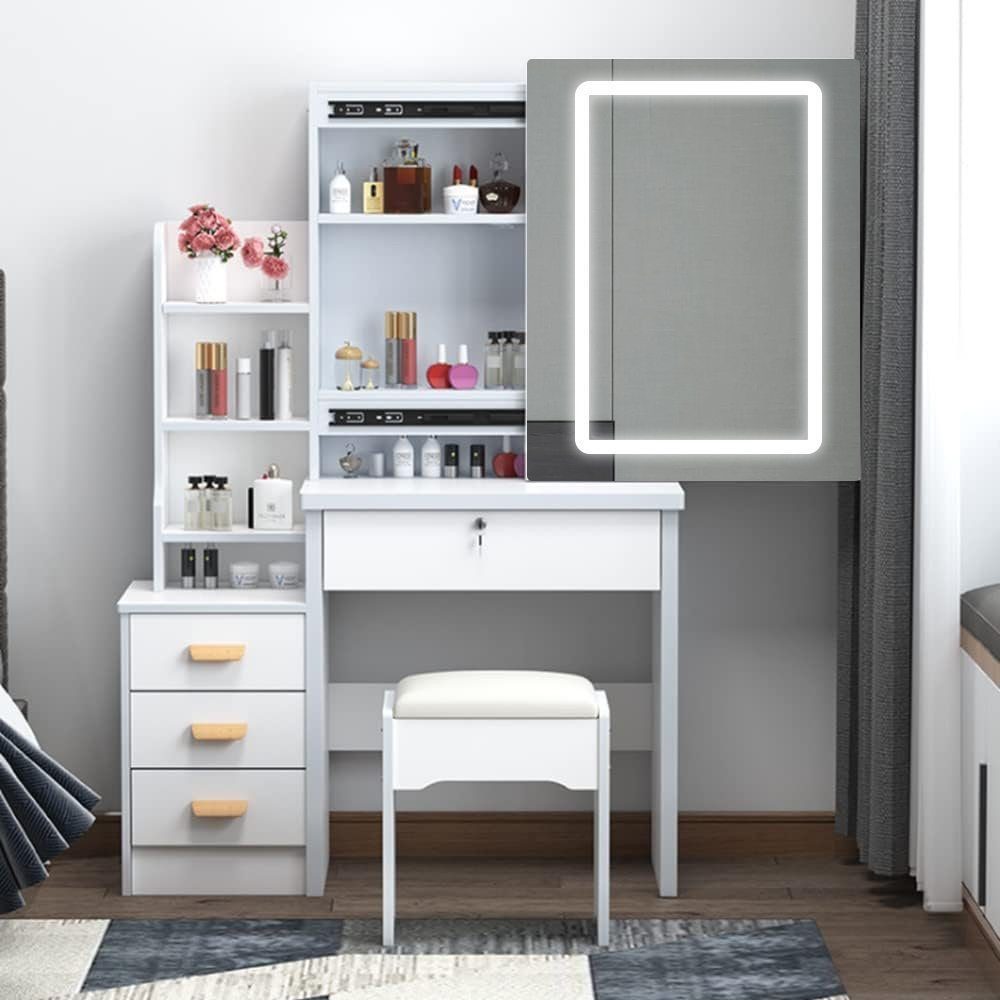 OULENBIYAR Schminktisch Modernes Waschtisch-Set mit LED-beleuchtetem günstig online kaufen