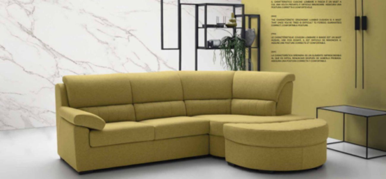 JVmoebel Ecksofa, Italien Möbel Textil Gelb Moderne Luxus Ecke Couch L-Form