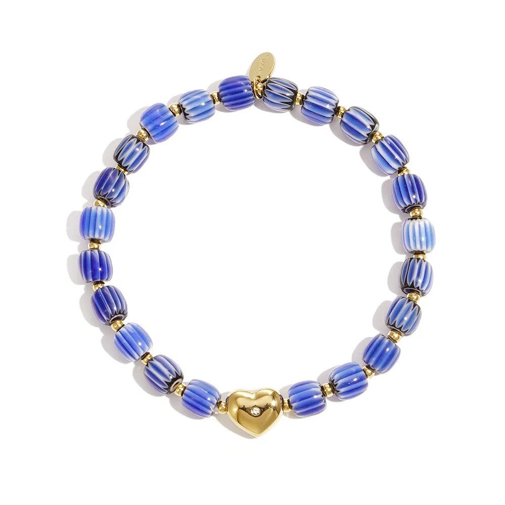 Adelia´s Perlenarmband Armband Perlenarmband mit Herzdetail und Strass, stylisch mit glänzendem Herzdetail
