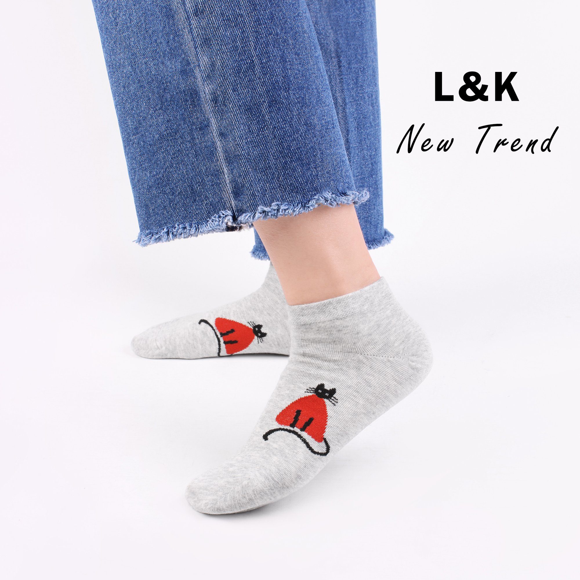 Libella Sneakersocken 2125-2157 (12er-Pack) 12 Paar Sneaker Socken mit Katze-Motiv uni Farbe – Bild 4 von 5