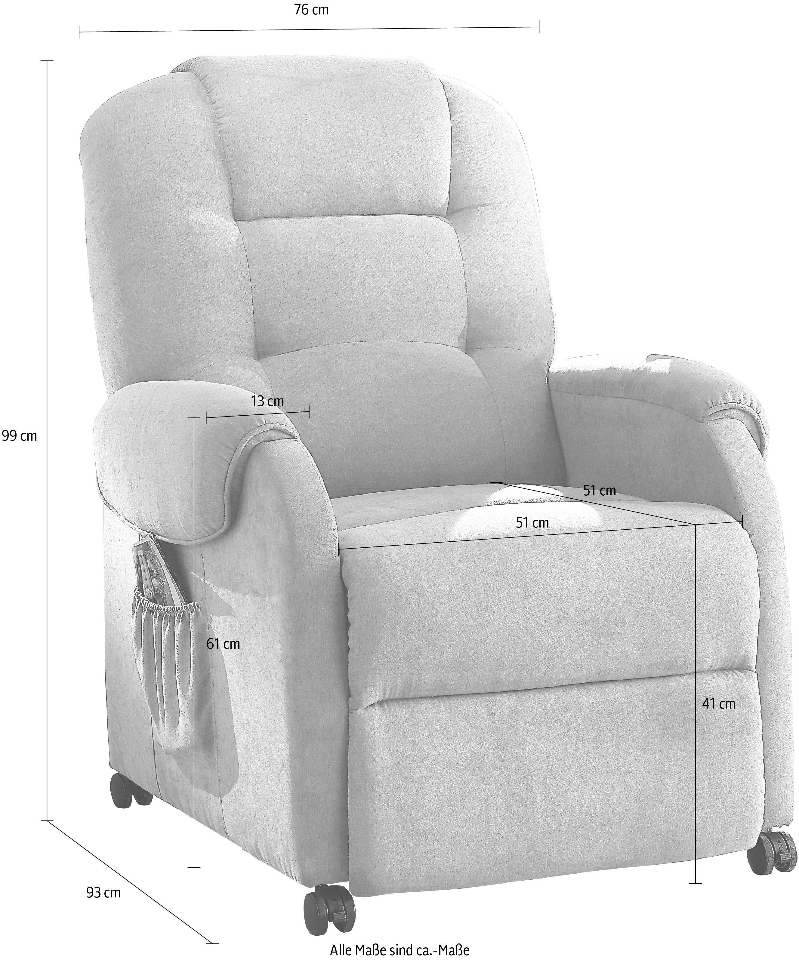 ATLANTIC home collection Relaxsessel Tobi, mit Relaxfunktion, Federkern & Aufbewahrungstasche