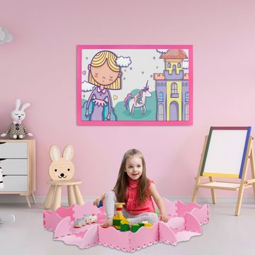 relaxdays Spielmatte 25-teilige Puzzlematte mit Rand, Rosa