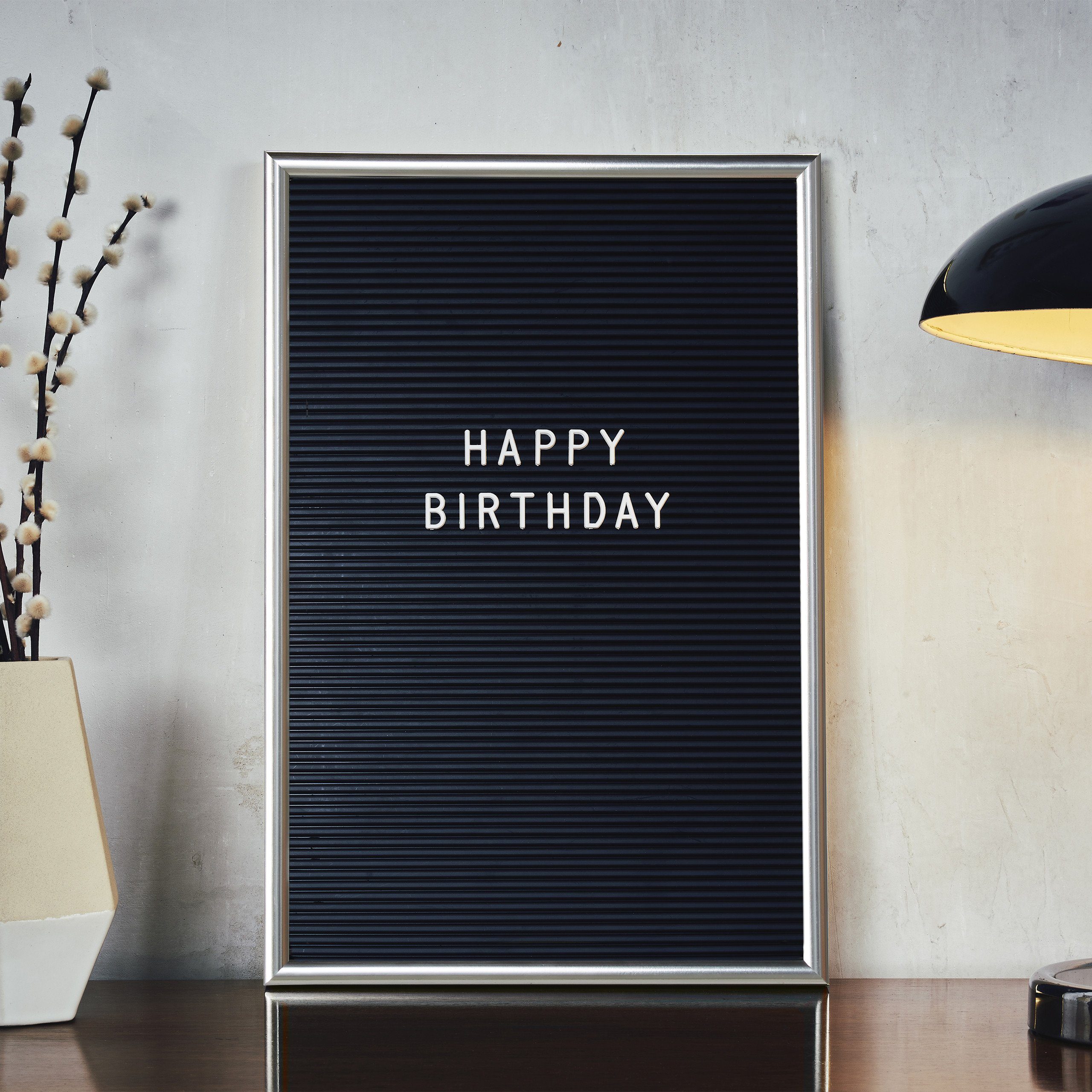 relaxdays Memoboard Letterboard 30 x 45 cm, Schwarz Silber Silber