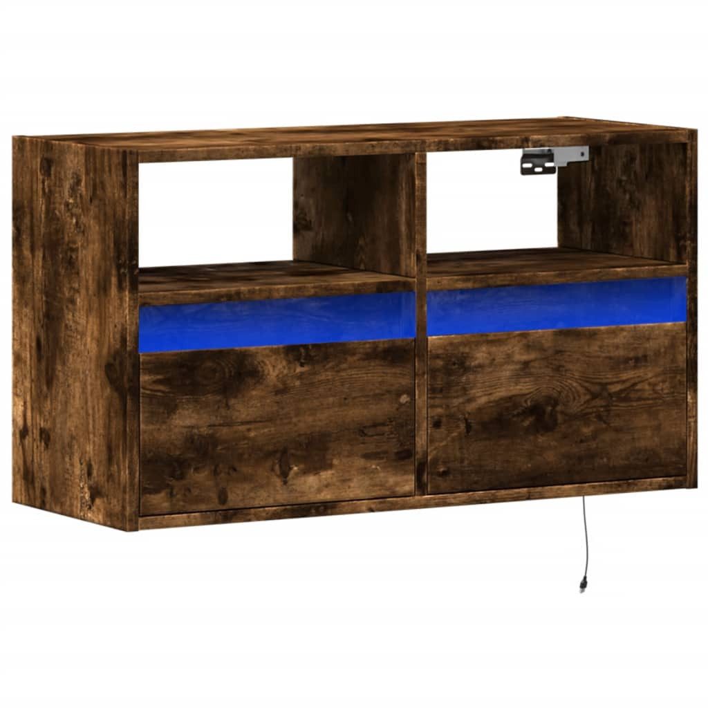 vidaXL TV-Wand TV-Wandschrank mit LED-Beleuchtung Räuchereiche günstig online kaufen