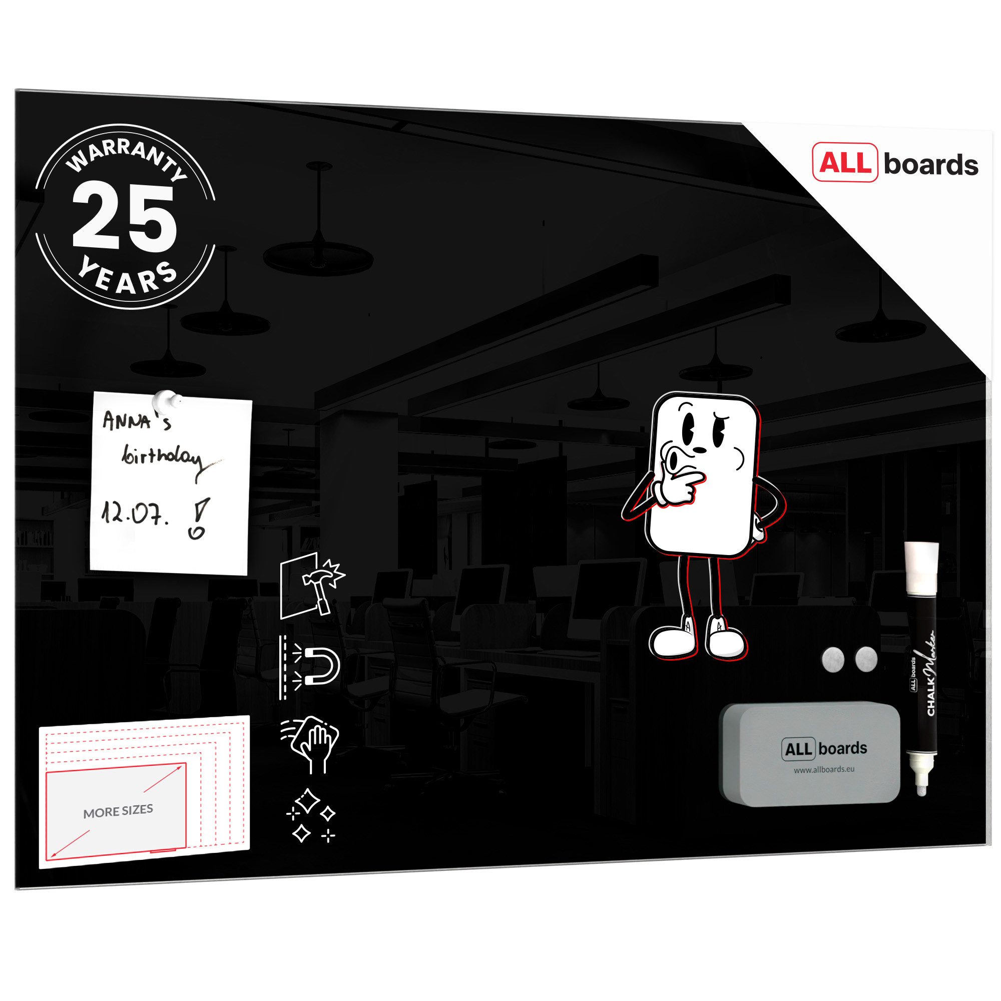 ALLboards Memoboard ALLboards Glastafel Whiteboard Magnettafel Memoboard