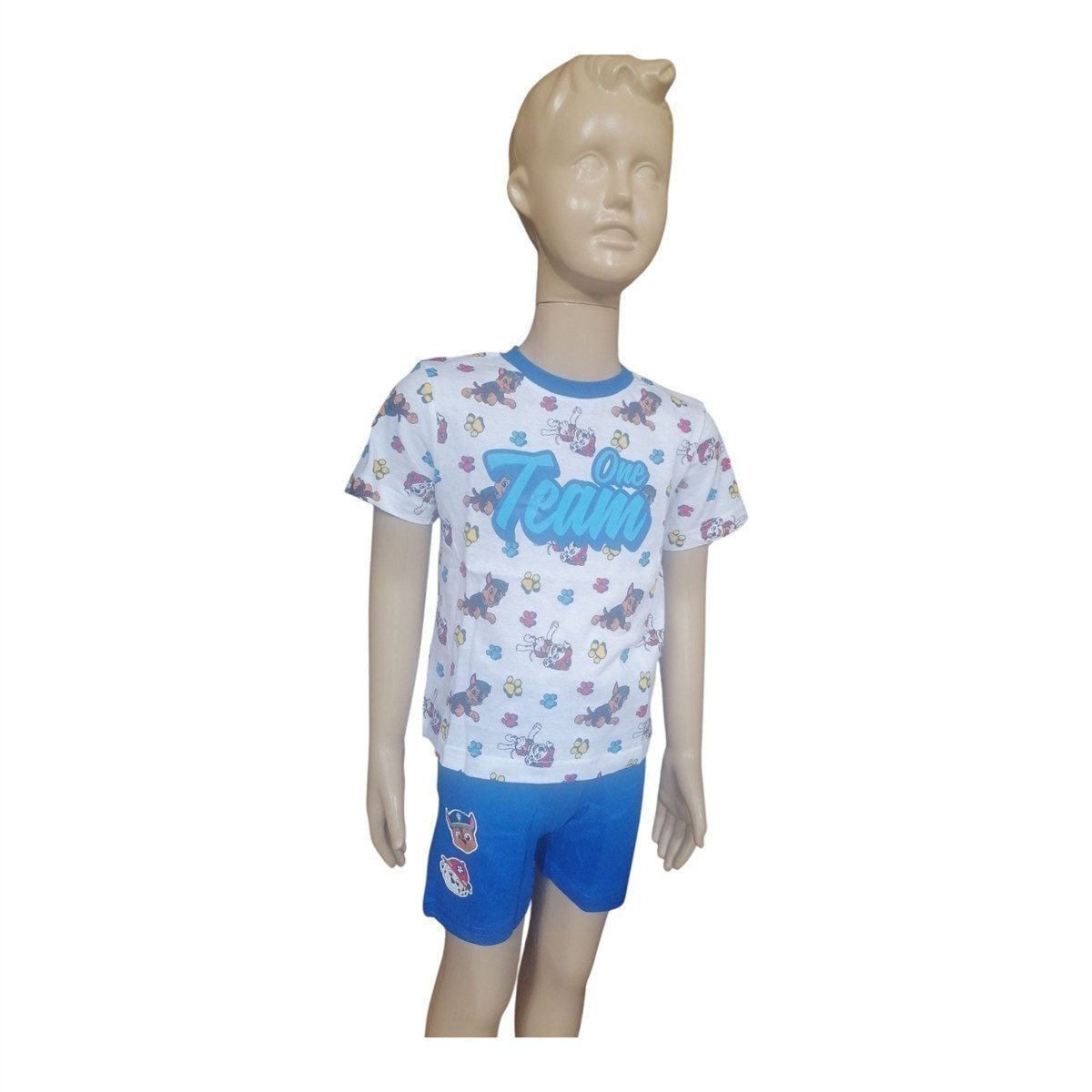PAW PATROL Pyjama PAW Patrol "One Team" Kurzer Jungen-Pyjama, Größe 92-128 (Set, 2 tlg., Set bestehend aus Oberteil und Hose)