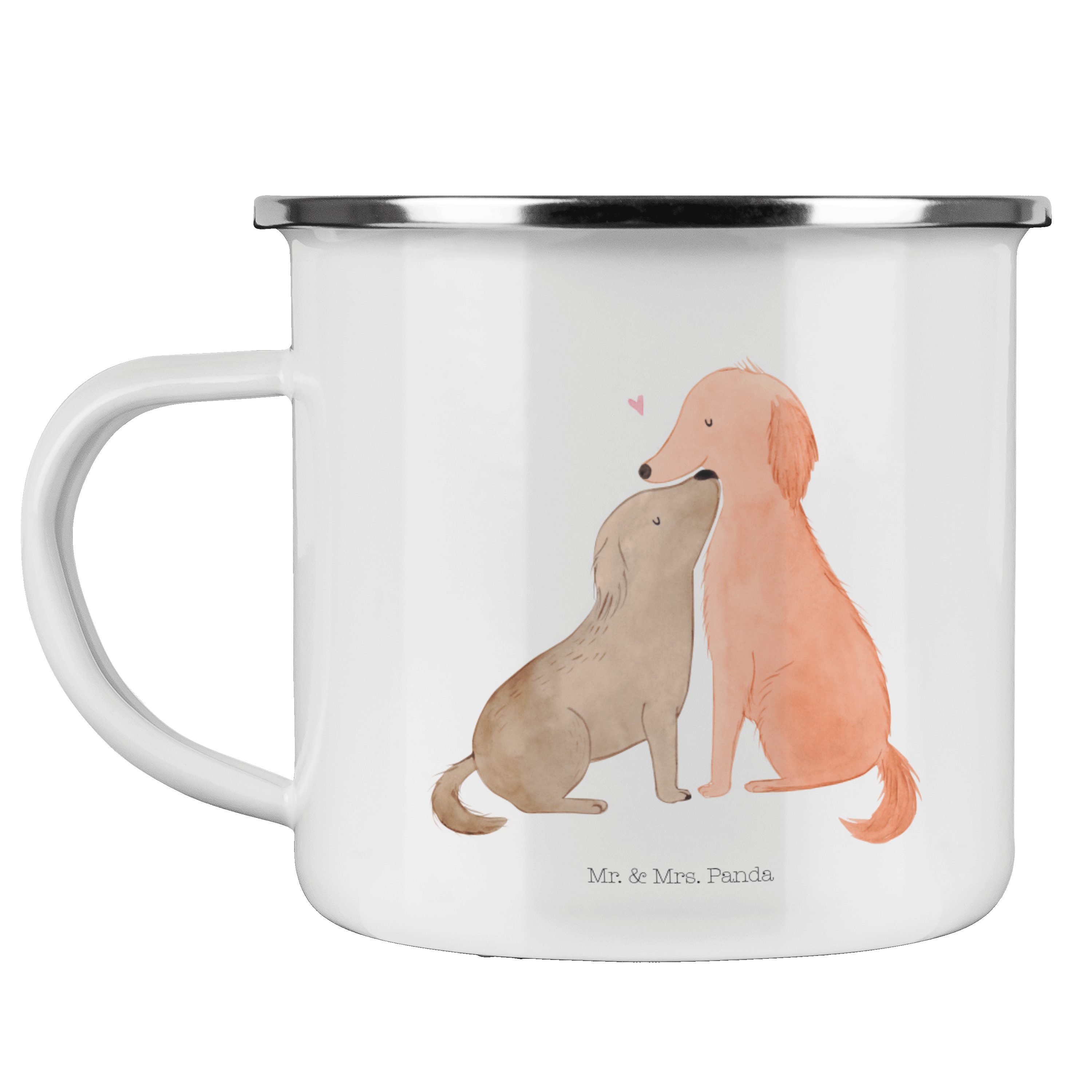 Mr. & Mrs. Panda Metall, - Becher Vi, Campingtasse, Hunde Geschenk, Weiß - Tasse Camping Liebe Emaille