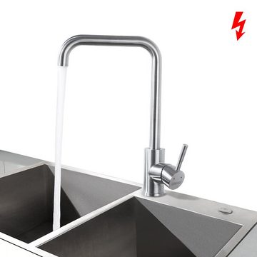 Lonheo Spültischarmatur 360° Niederdruck Küchenarmatur Wasserhahn Einhand Mischbatterie mit 3 Anschlussschläuchen
