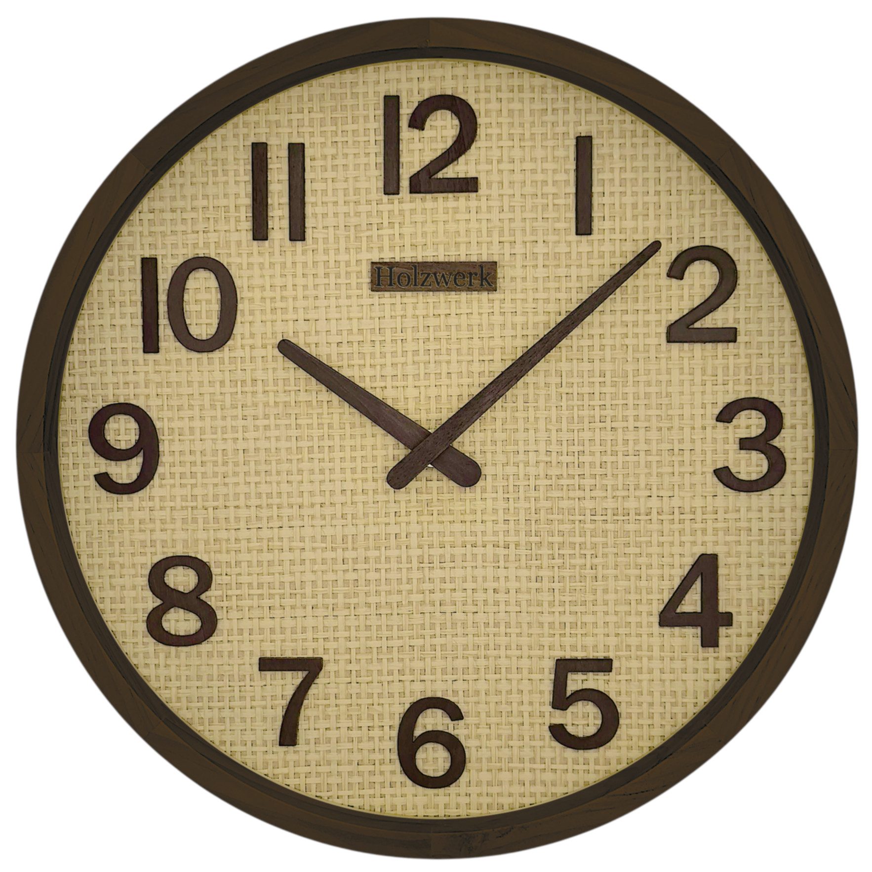 Holzwerk Funkwanduhr BOHO Ratten Designer Funk Holz Wand Uhr (Nahezu lautlo günstig online kaufen