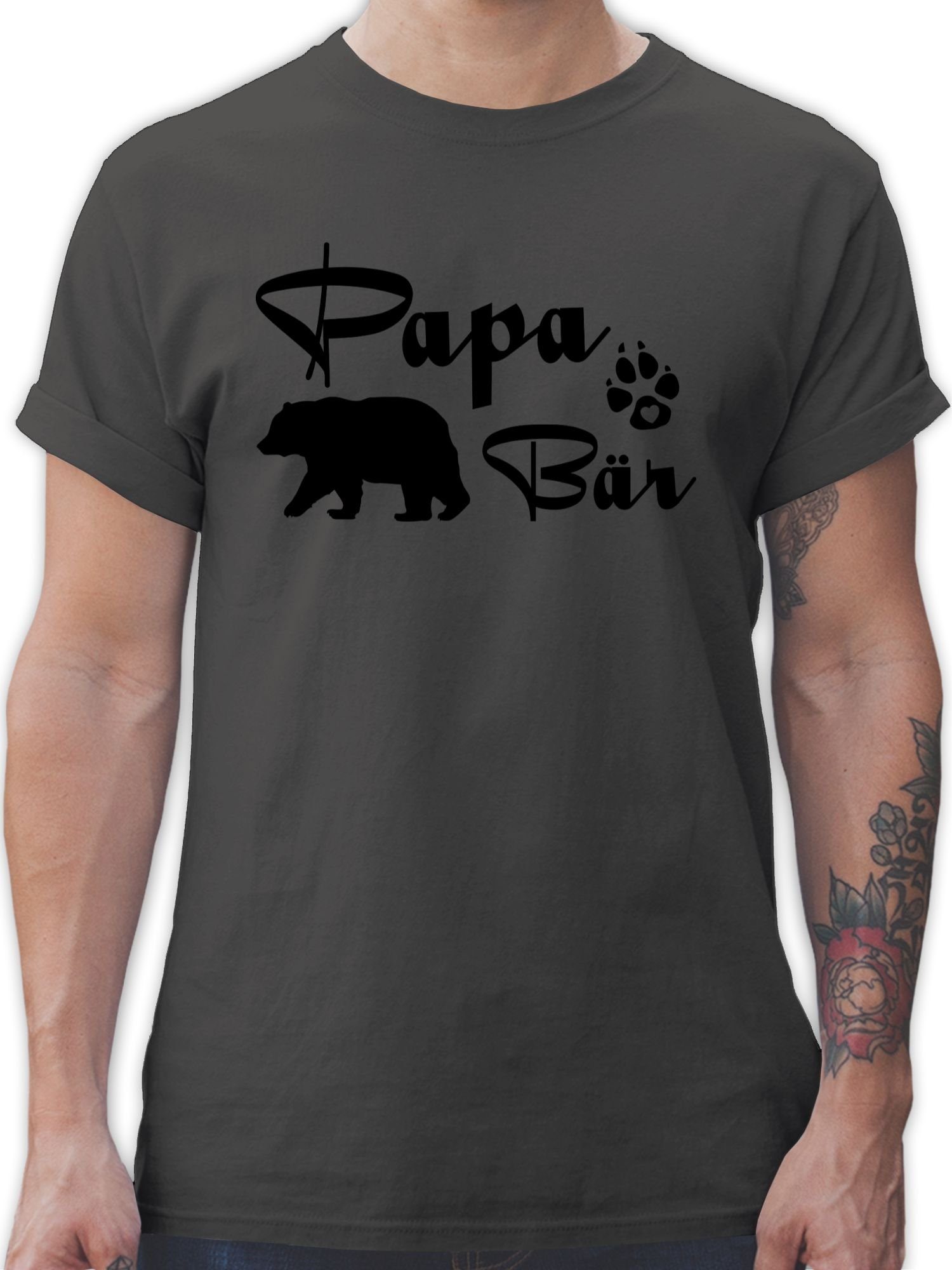 Shirtracer T-Shirt Papa Bär Lettering Vatertag Geschenk für Papa 02 Dunkelgrau
