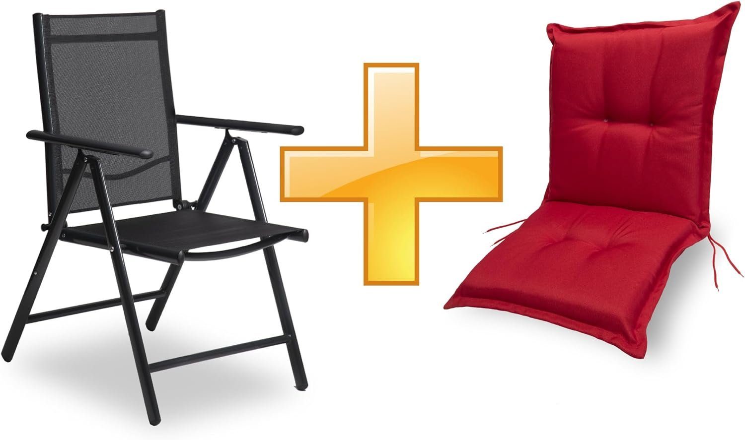 sunnypillow Gartenstuhl Set Gartenstuhl und Gartenstuhlauflage Niedriglehner Indoor / Outdoor, 100 x 50 x 9 cm Auflage wasserdicht UV-lichtecht