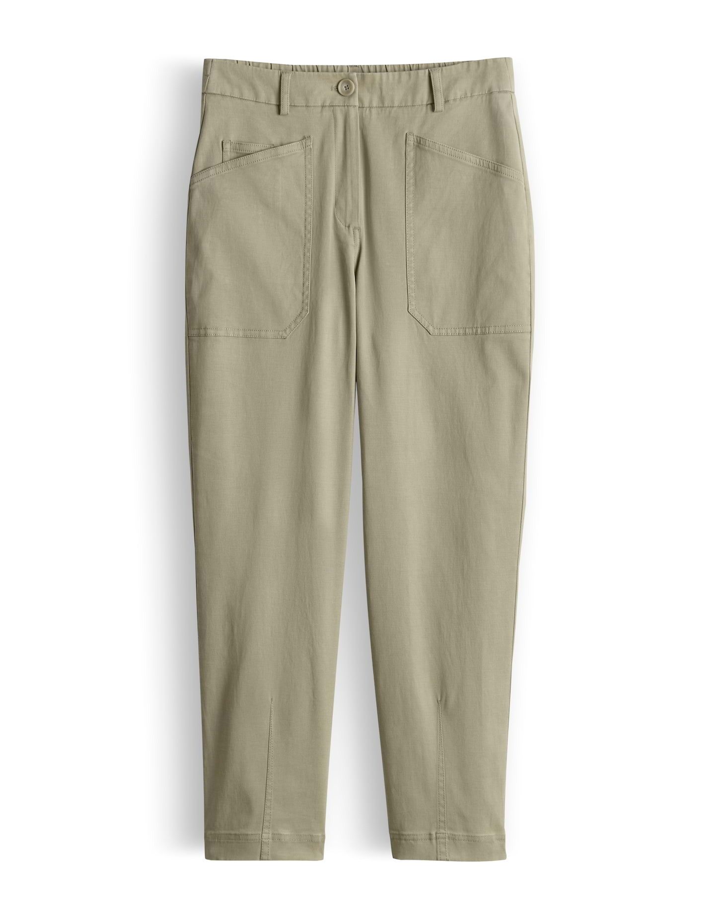 OPUS Cargohose Melina urban aus fließendem Mélange Twill Abnäher am Saum, aufgesetzte Cargotaschen, pflegeleicht