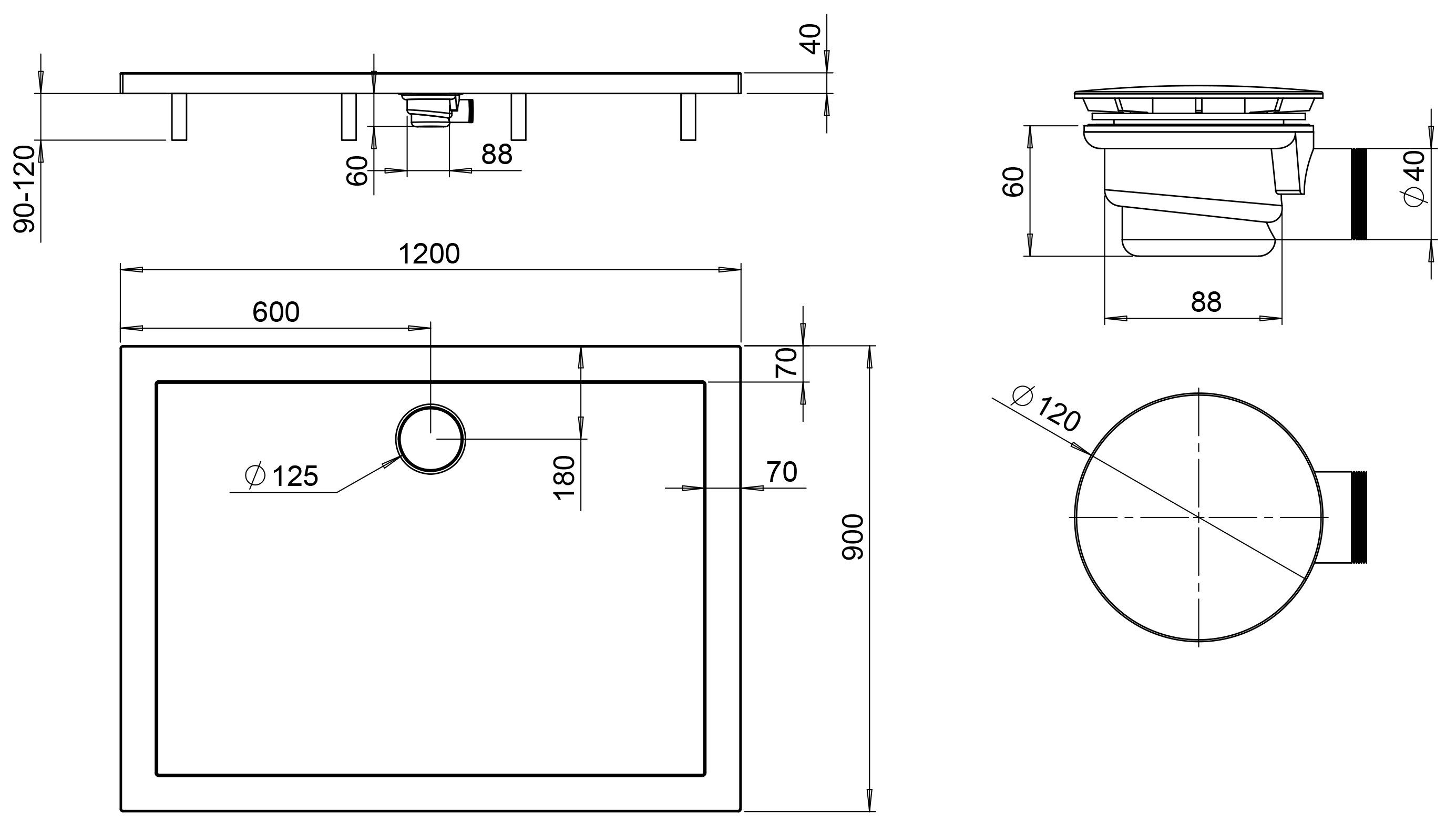 welltime Duschwanne Summer, rechteckig, Sanitäracryl, Duschtasse in der Größe BxT: 120 x 90 cm