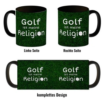 speecheese Tasse Golf ist meine Religion Kaffeebecher Schwarz Ein waschechter Golffan