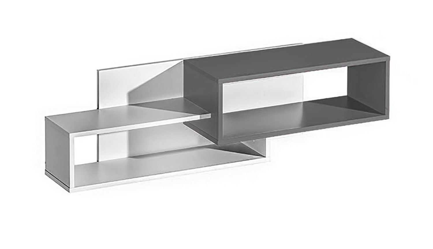 Feldmann-Wohnen Wandregal Trafiko, 120cm weiß Farbapplikation wählbar mit 2 Regalfächern grau | Wandregale