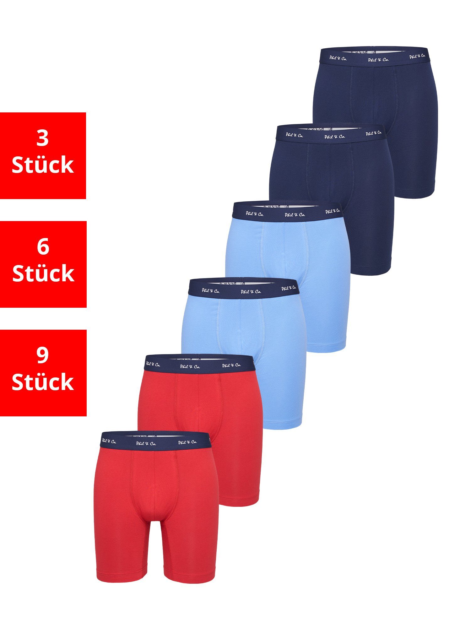 Phil & Co. Langer Boxer Long Boxer Briefs (6-St) Retroshorts - langes Bein günstig online kaufen
