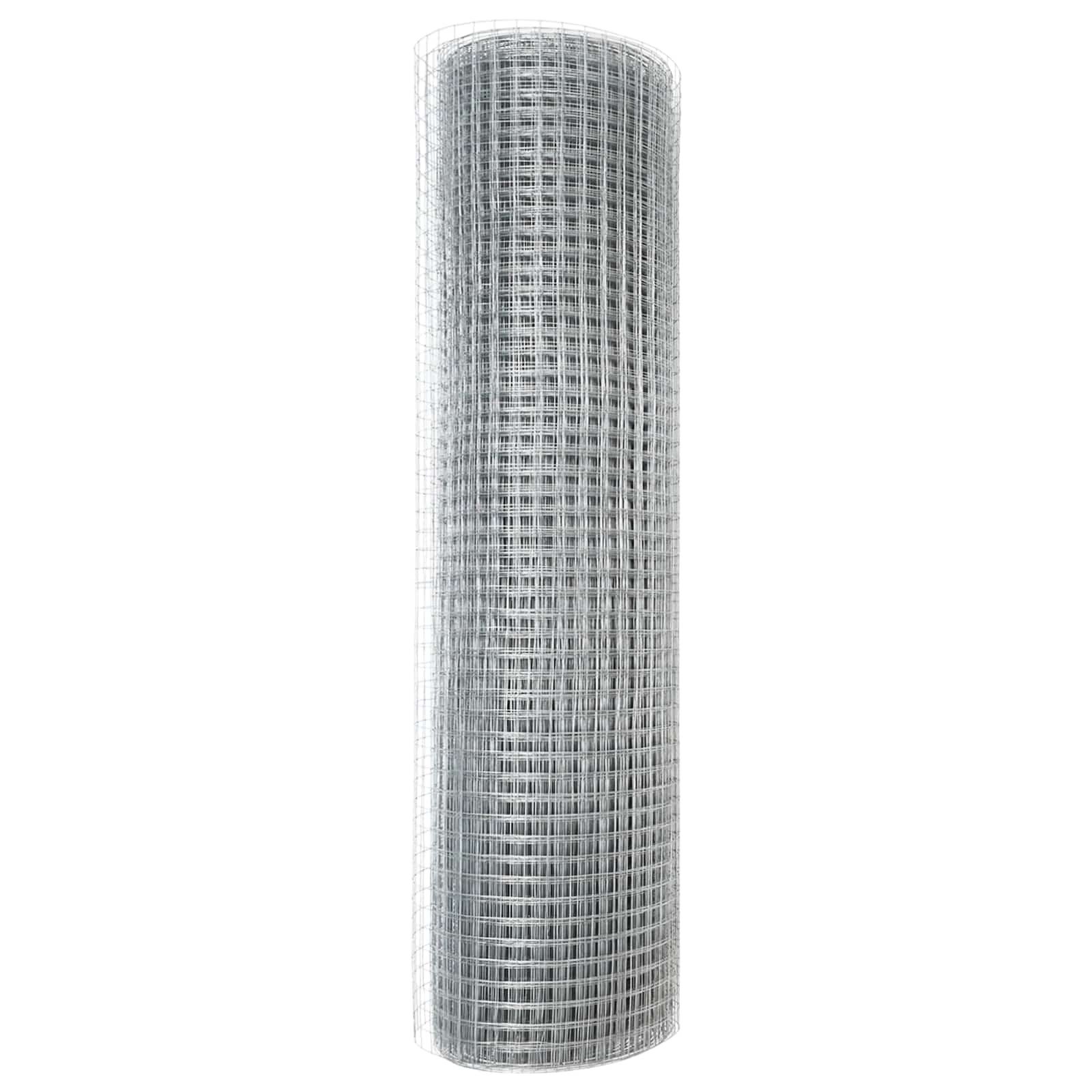 vidaXL Gartenzaun Geschweißter Drahtzaun Silber, (1-St)