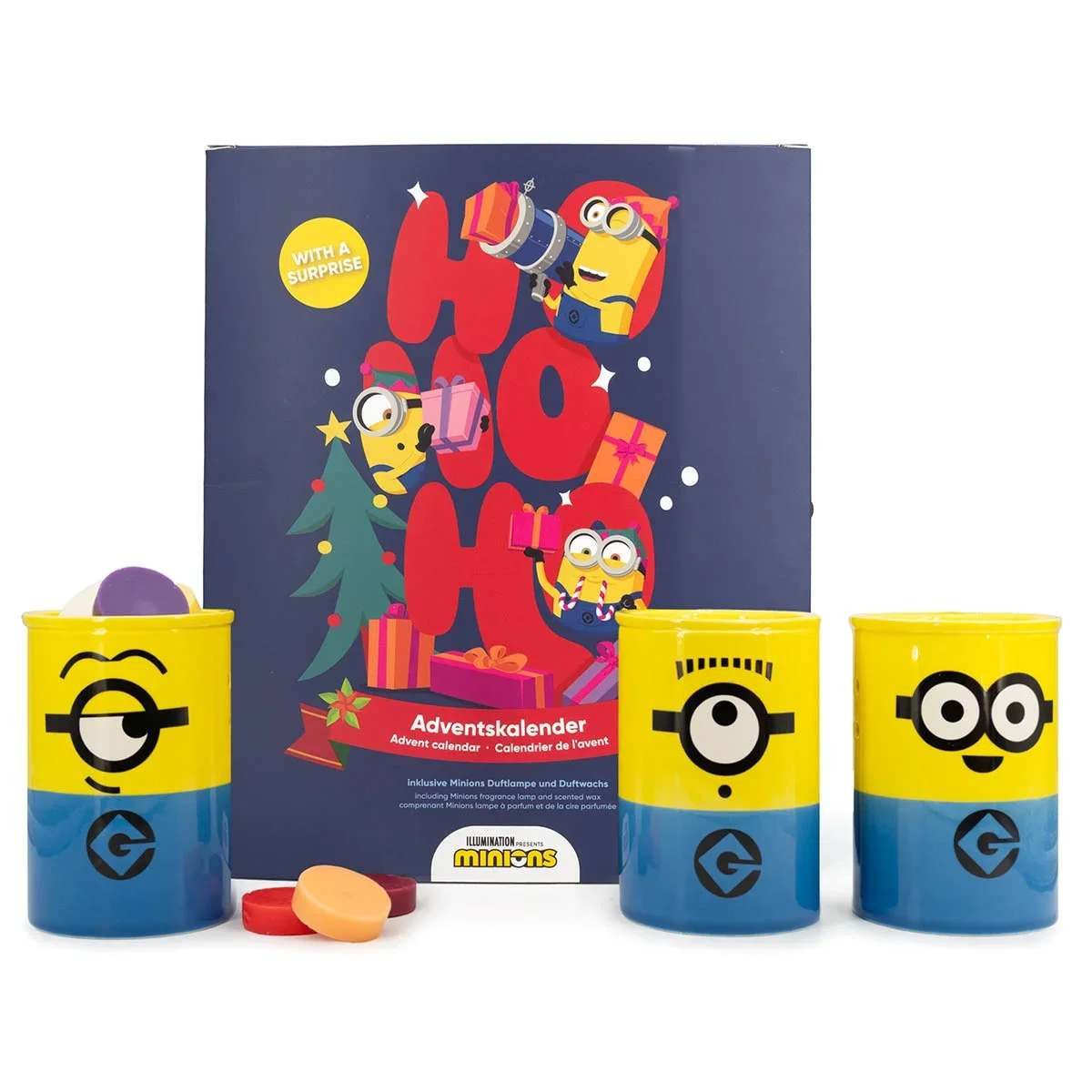 Minions LED Dekolicht Minions Adventskalender mit Teelicht Duftlampe 24xDuftwachs