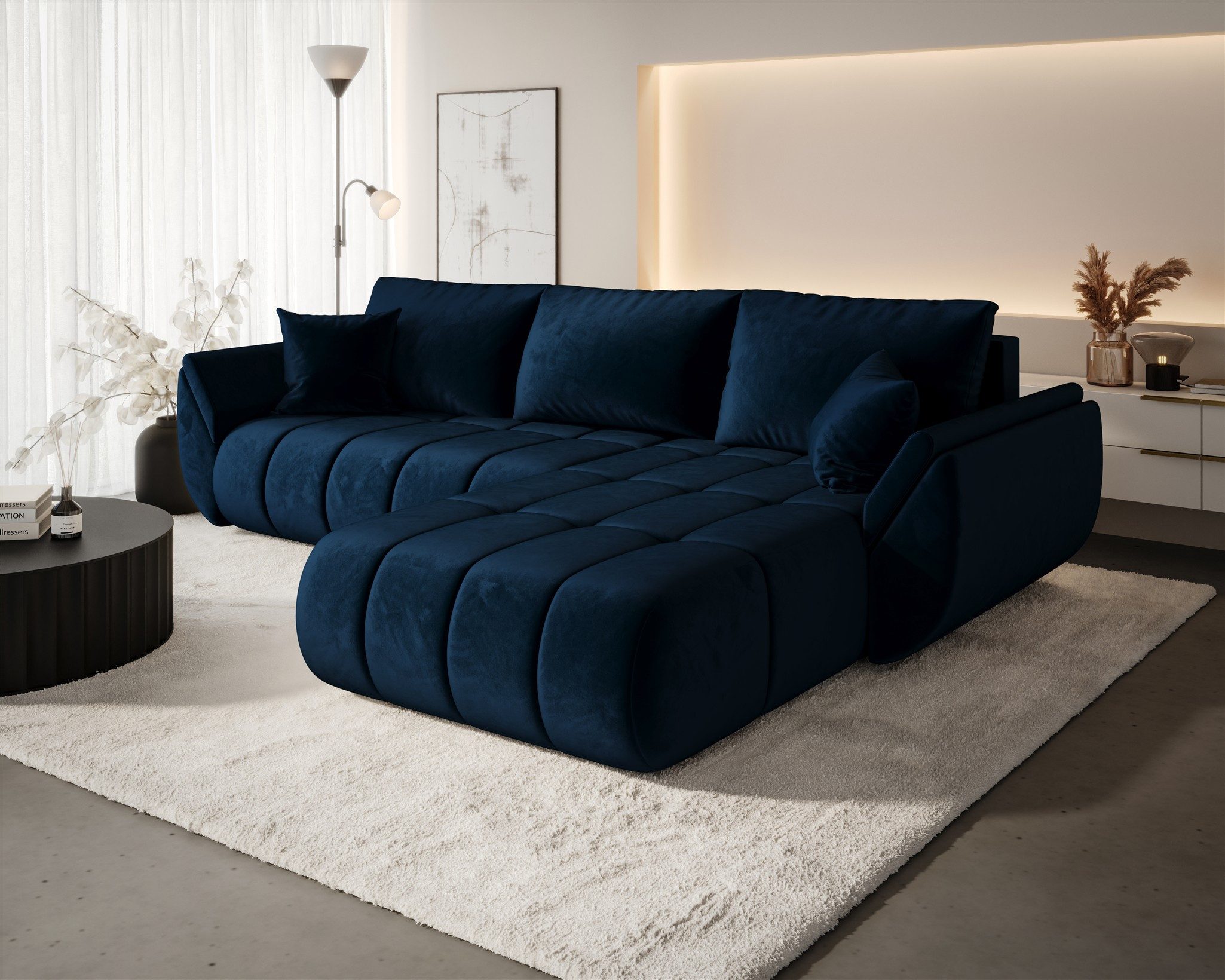 Fun Möbel Ecksofa Sofa MISATO mit Schlaffunktion in Stoff, incl. Bettkasten, Rundumbezug