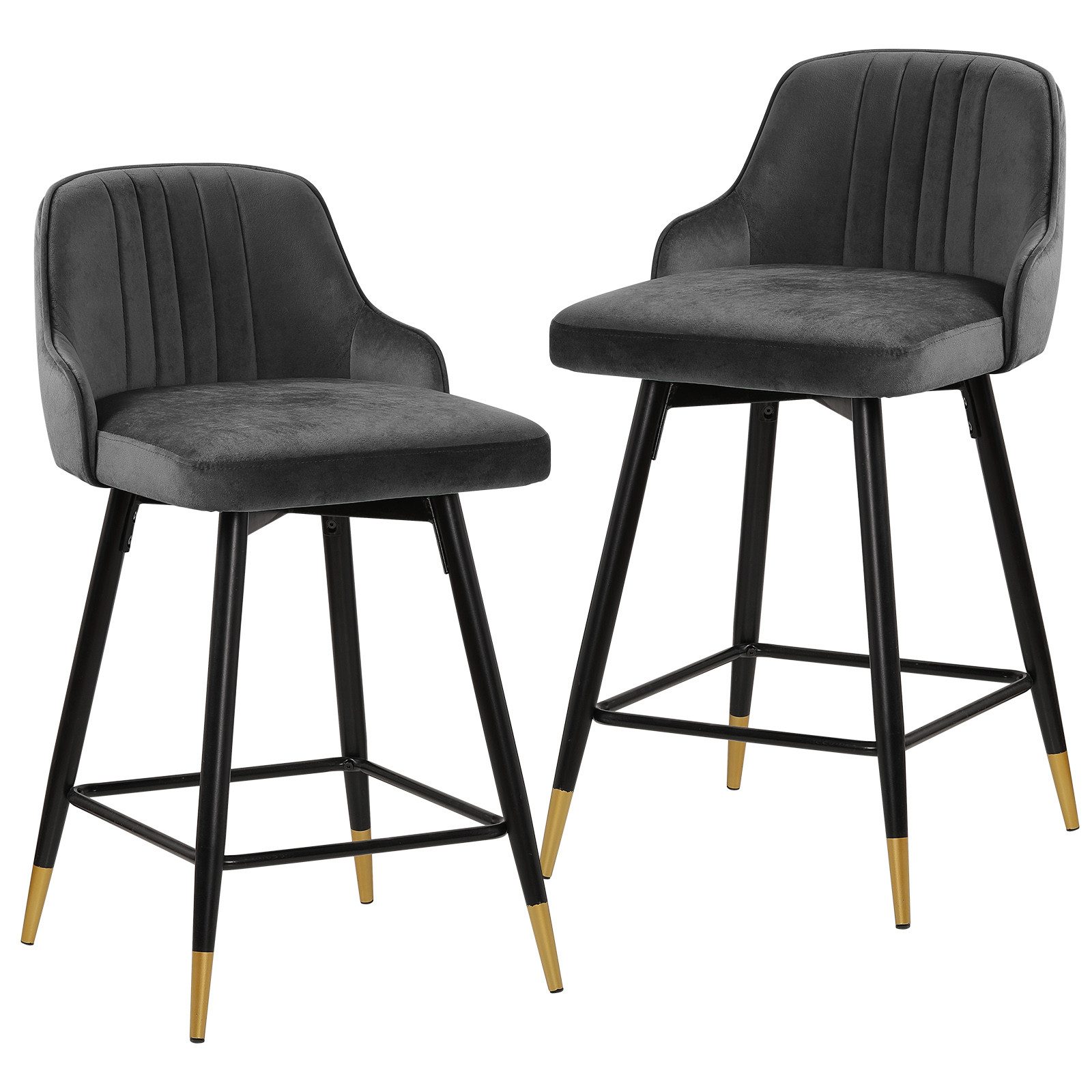 Barhocker 360° drehbar Samt Sitz mit Metallbeine