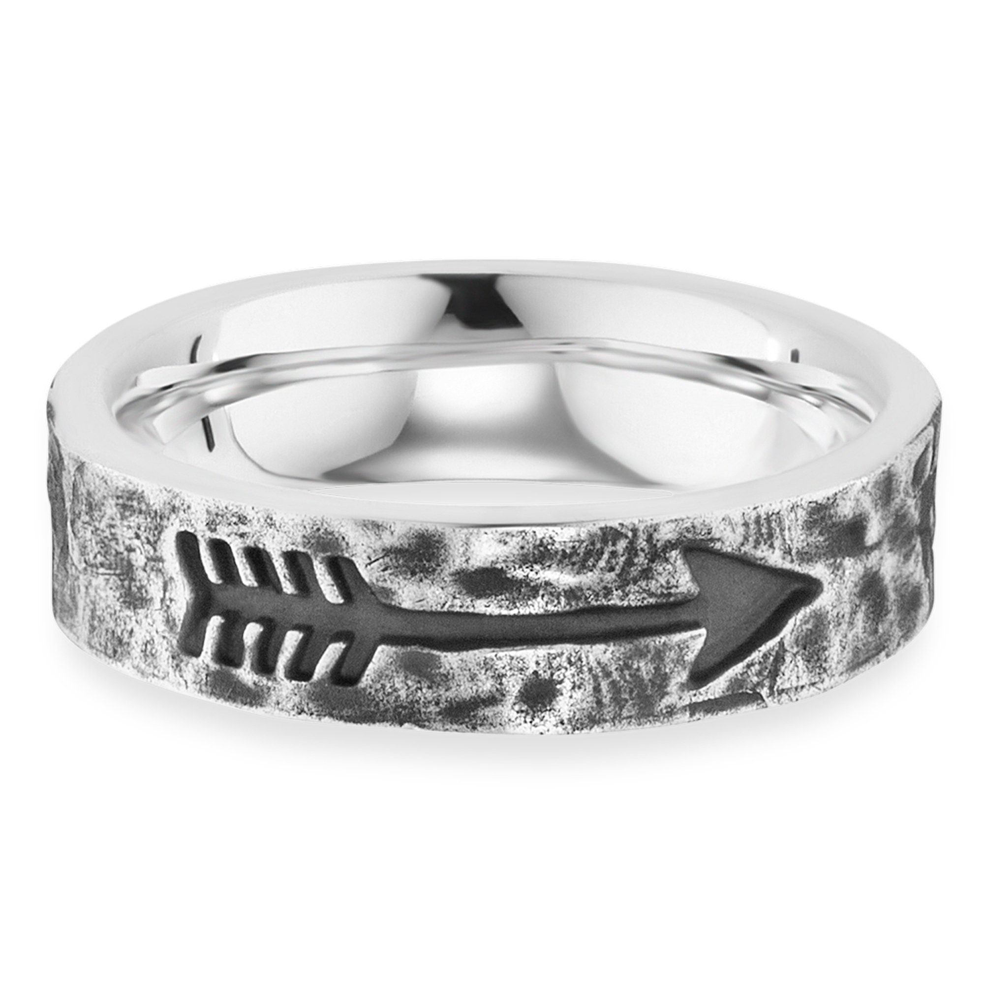 CAÏ Fingerring 925/- Sterling Silber rhodiniert matt Pfeil