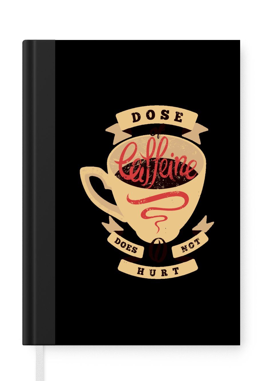 MuchoWow Notizbuch Kaffee - Sprichwörter - Vintage - Zitate - Eine Dosis Koffein tut, Journal, Merkzettel, Tagebuch, Notizheft, A5, 98 Seiten, Haushaltsbuch