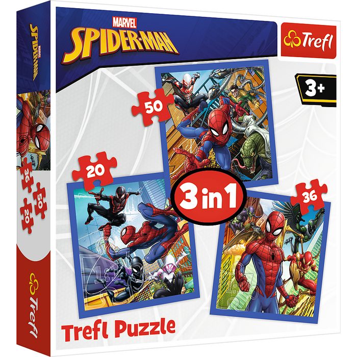 Trefl Puzzle Trefl 34841 Spiderman 3in1 Puzzle 20 Puzzleteile Made in Europe