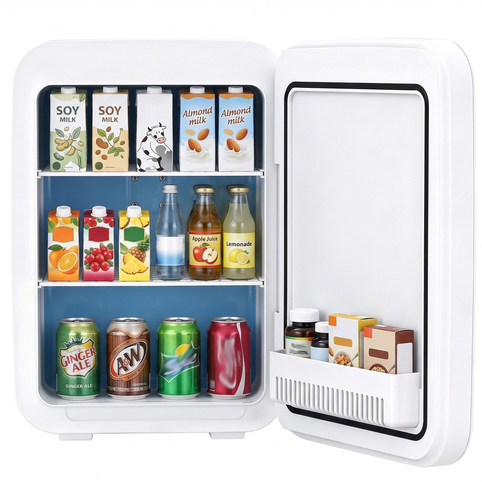 Rebonique Table Top Kühlschrank AQ-22L, 15L/21 Dosen Mini Kühlschrank, 17°C unter Umgebungstemperatur - 65°C