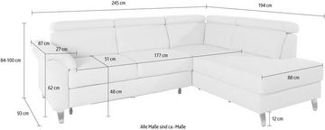 sit&more Ecksofa Arngast, inklusive Kopfteilverstellung und Federkern