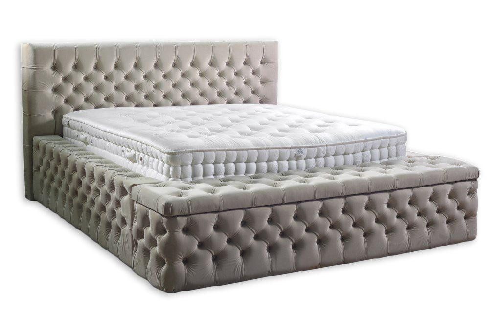 JVmoebel Bett Chesterfield Doppel Hotel Betten Schlaf Zimmer Leder Polster Weiß, Made in Europa