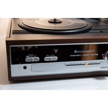 Soundmaster PL186H Plattenspieler Radio eingebaute Lausprecher Kopfhörerbuchse Radioplattenspieler (Riemenantrieb)