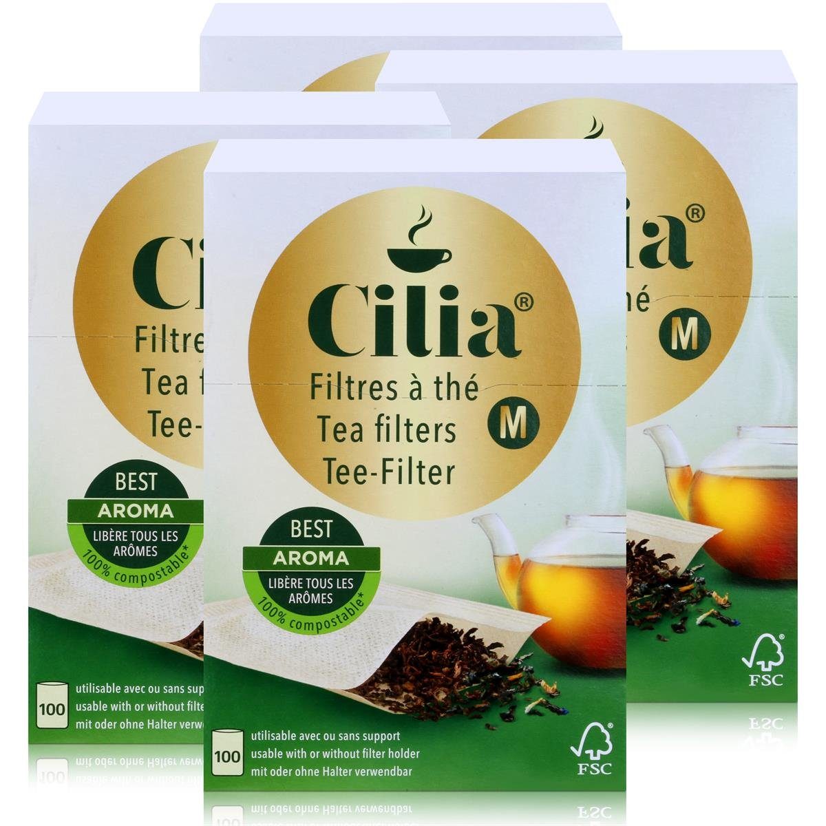 Cilia Teesieb CILIA® Teefilter 100Stk. Grösse M mit/ohne Halter verwendbar (4er Pac | Teesiebe