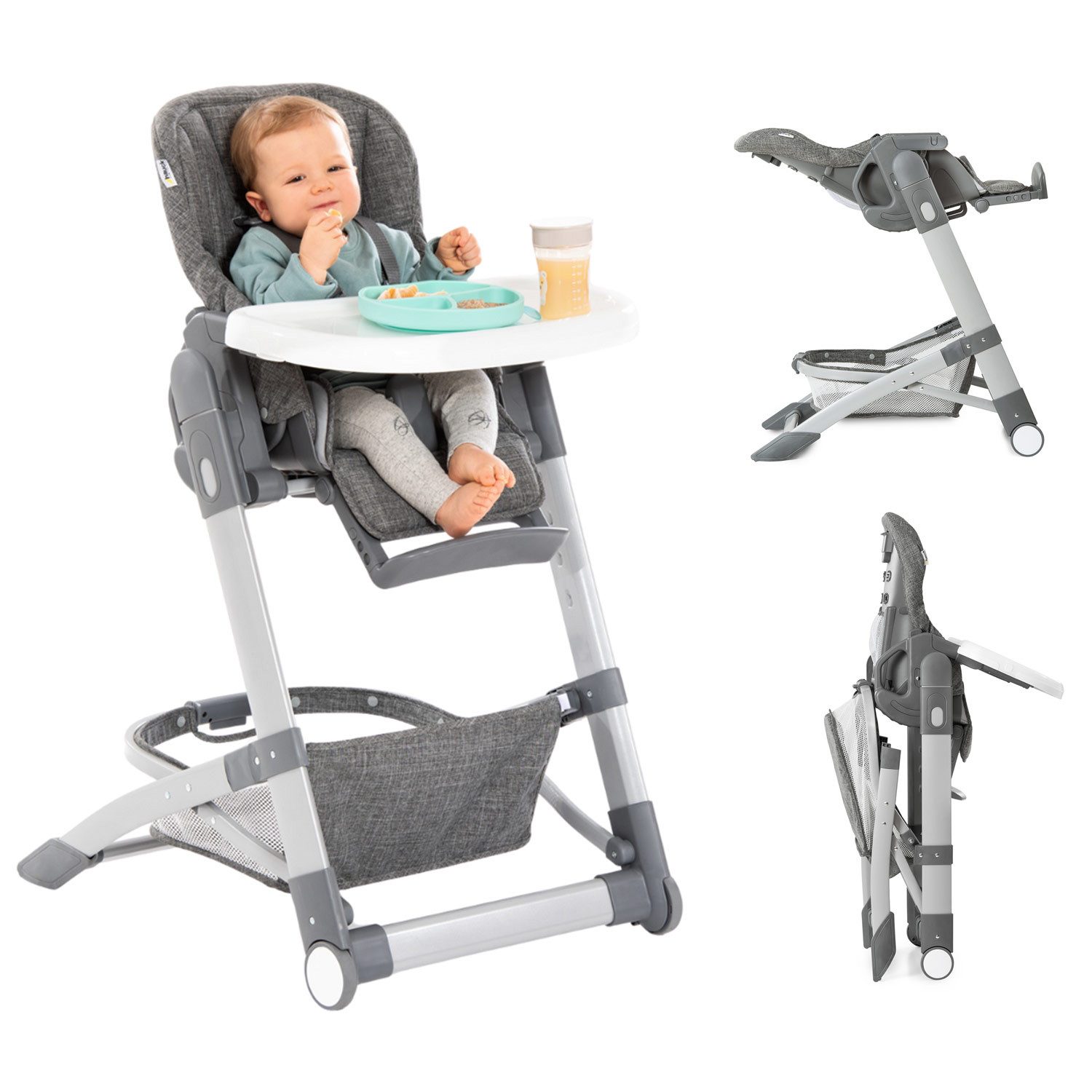 Hauck Hochstuhl Grow Up - Melange Grey, Babystuhl & Babyliege ab Geburt mit günstig online kaufen