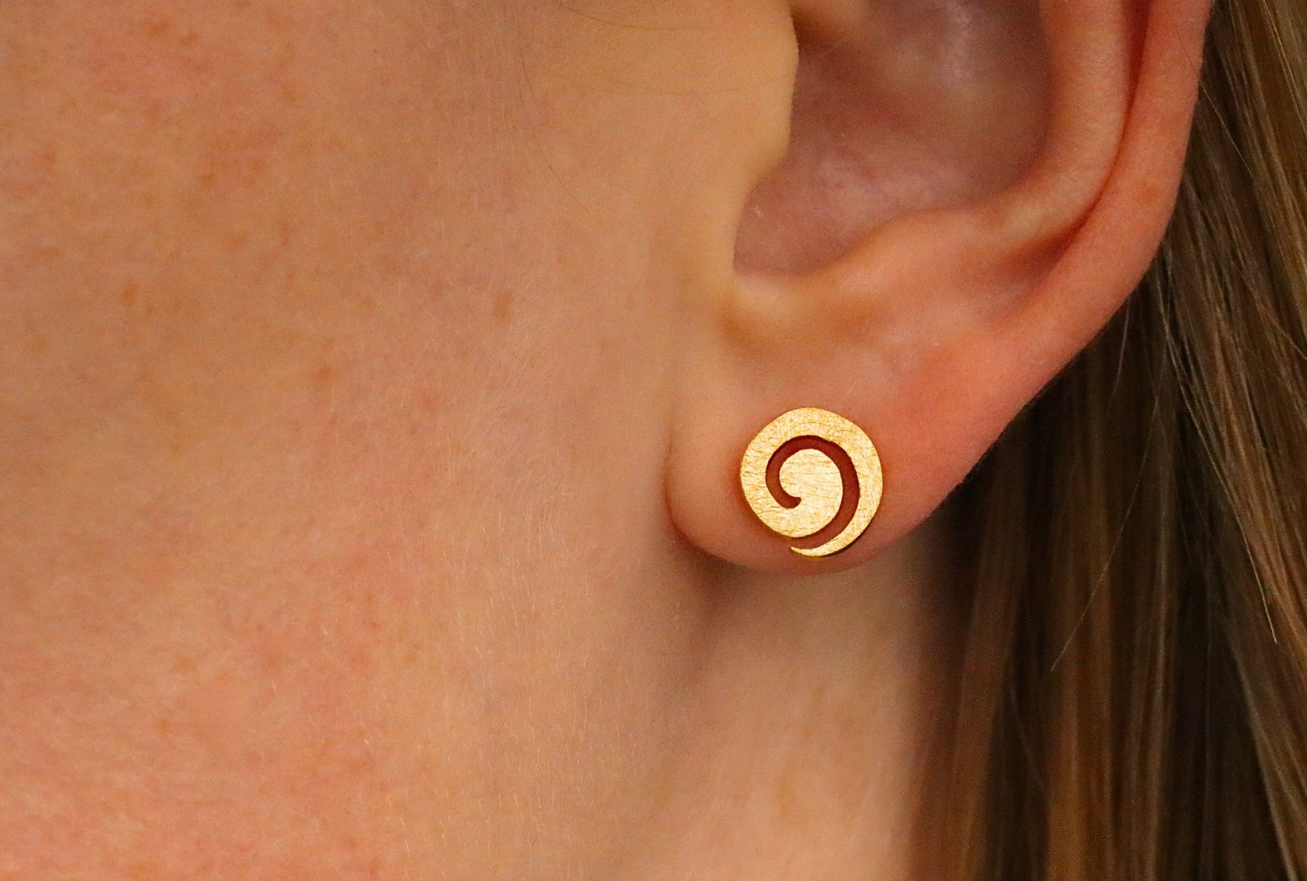 SILBERMOOS Paar Ohrstecker Ohrstecker "Kleine Spirale" vergoldet, 925 Sterling Silber