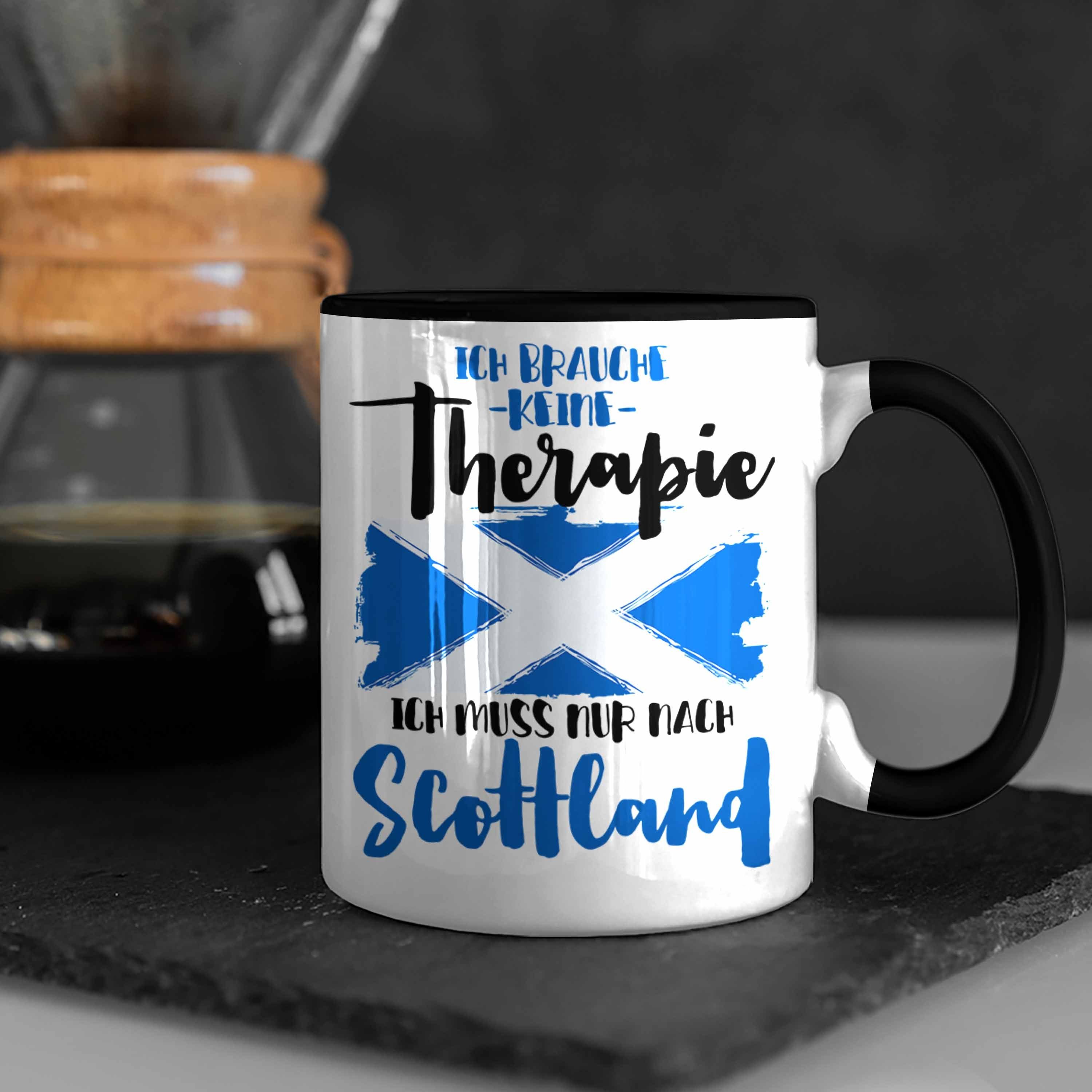 Trendation Tasse Schottland Schwarz Scottland Grafik Spruch Tasse Geschenkidee Geschenk Lustig